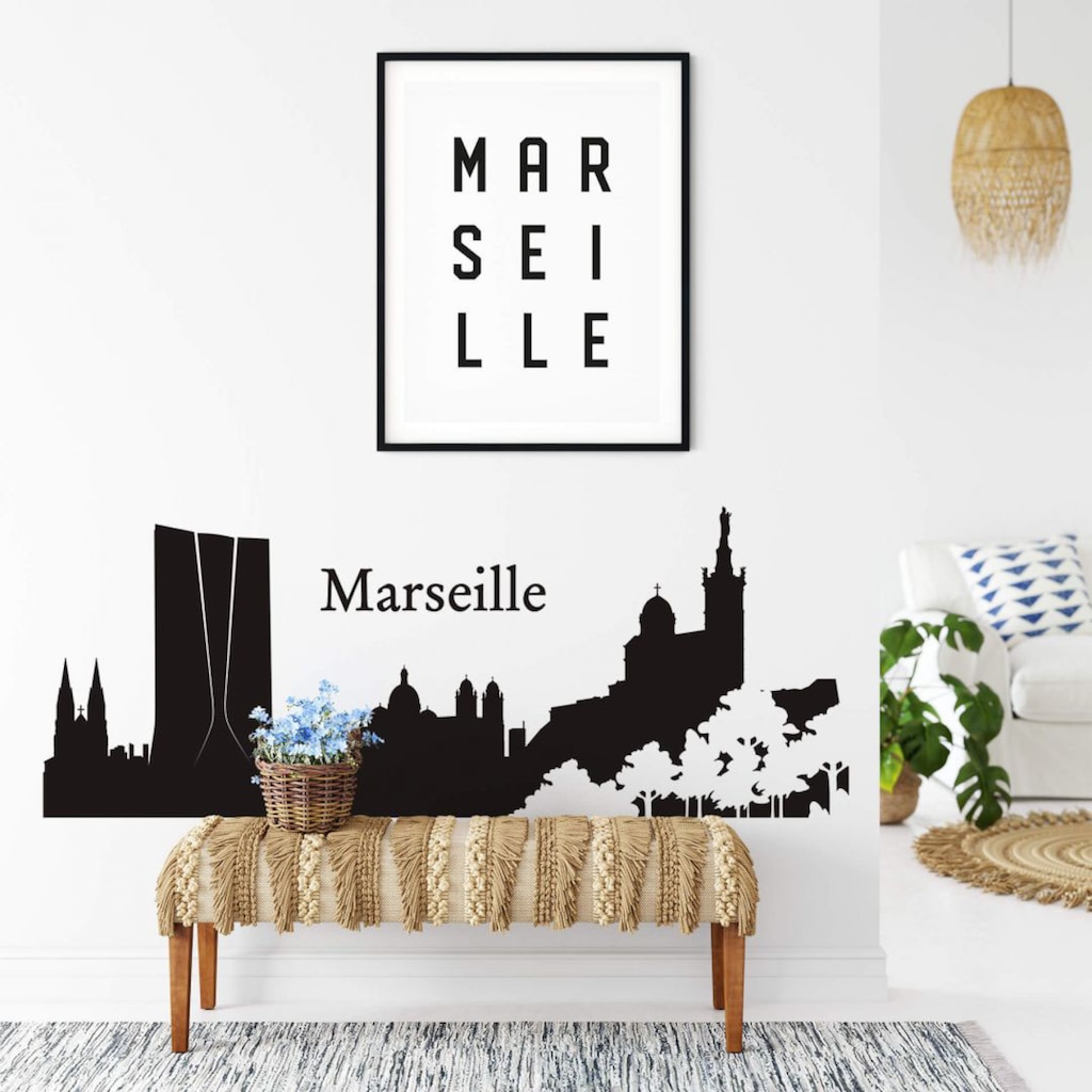 Wall-Art Wandtattoo »XXL Stadt Skyline Marseille 120cm«, (1 St.)