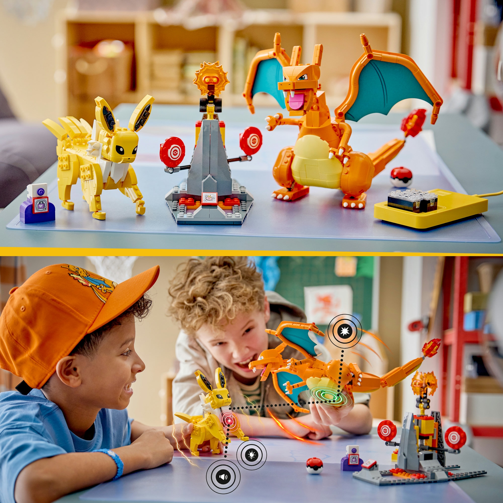 LEGO® Konstruktionsspielsteine »SMART Play™  Ultimativer Showdown zwischen Glurak und Blitza (72167)« LEGO Pokémon; inklusive SMART Brick; mit Licht- und Soundeffekten