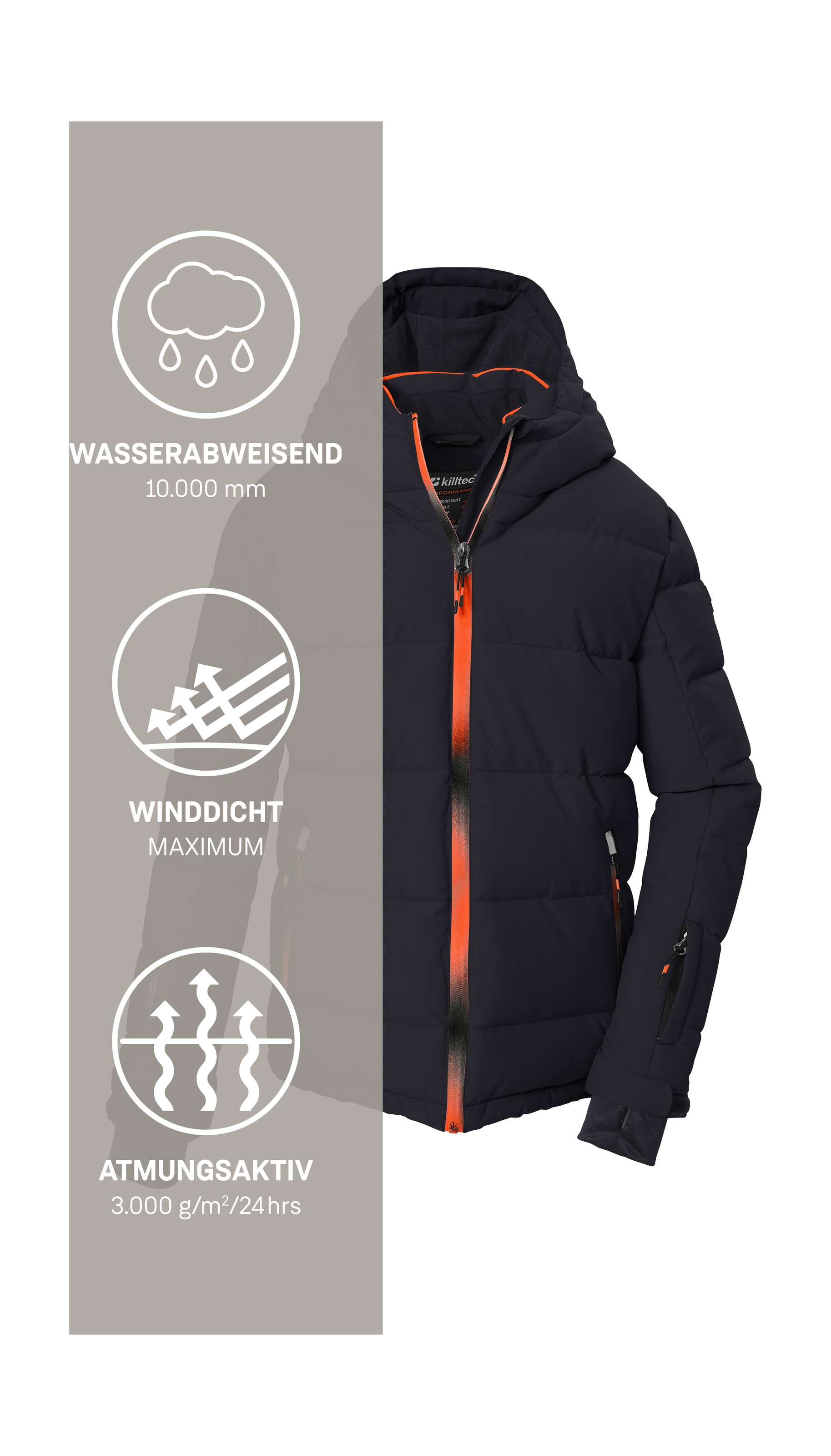Killtec Skijacke »KSW 203 BYS SKI JCKT« Winddichte, wasserabweisende Kinder-Ski-Steppjacke mit Schneefang
