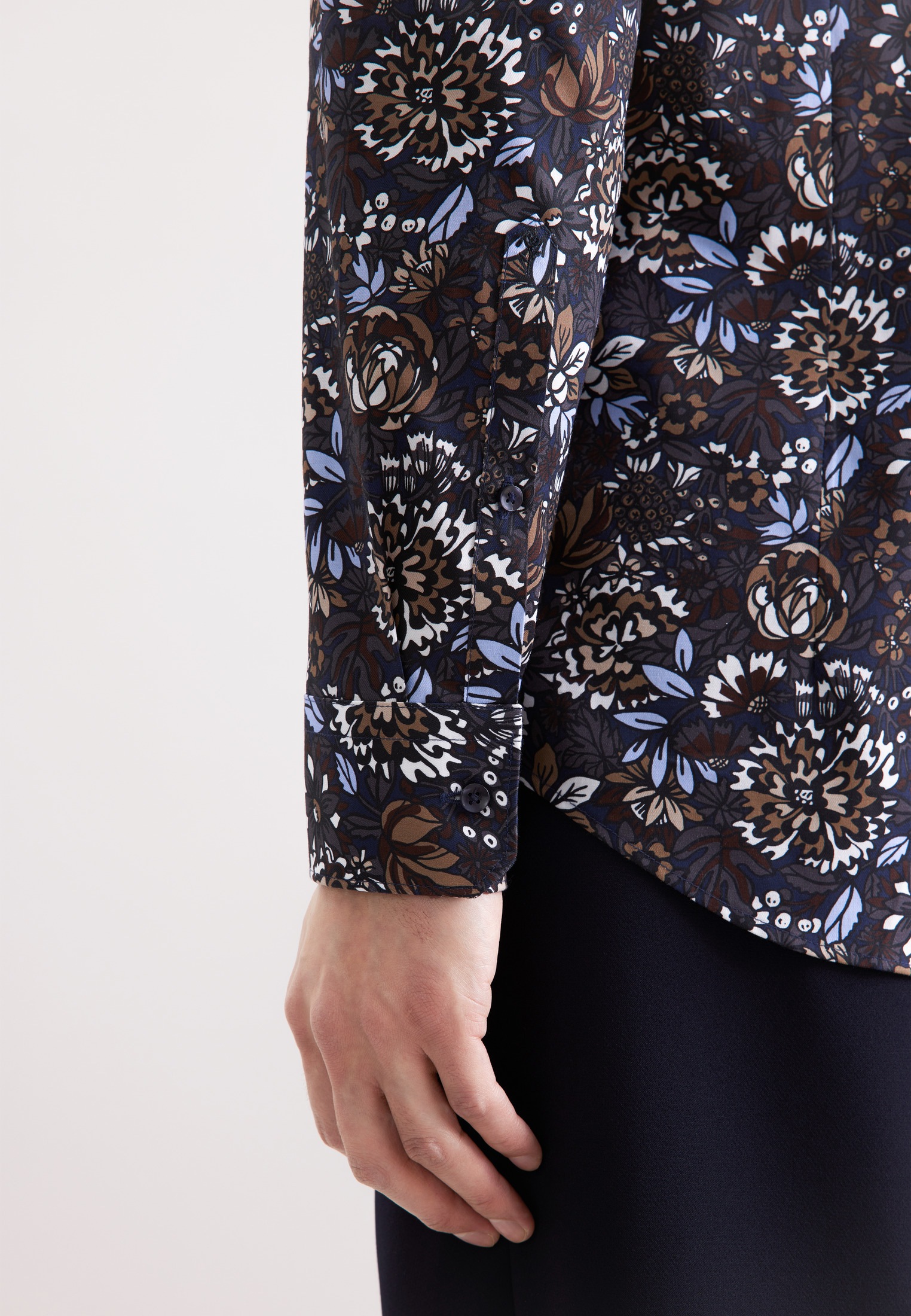 seidensticker Businesshemd »Schwarze Rose« Slim 1/1 Kentkragen Geblümt