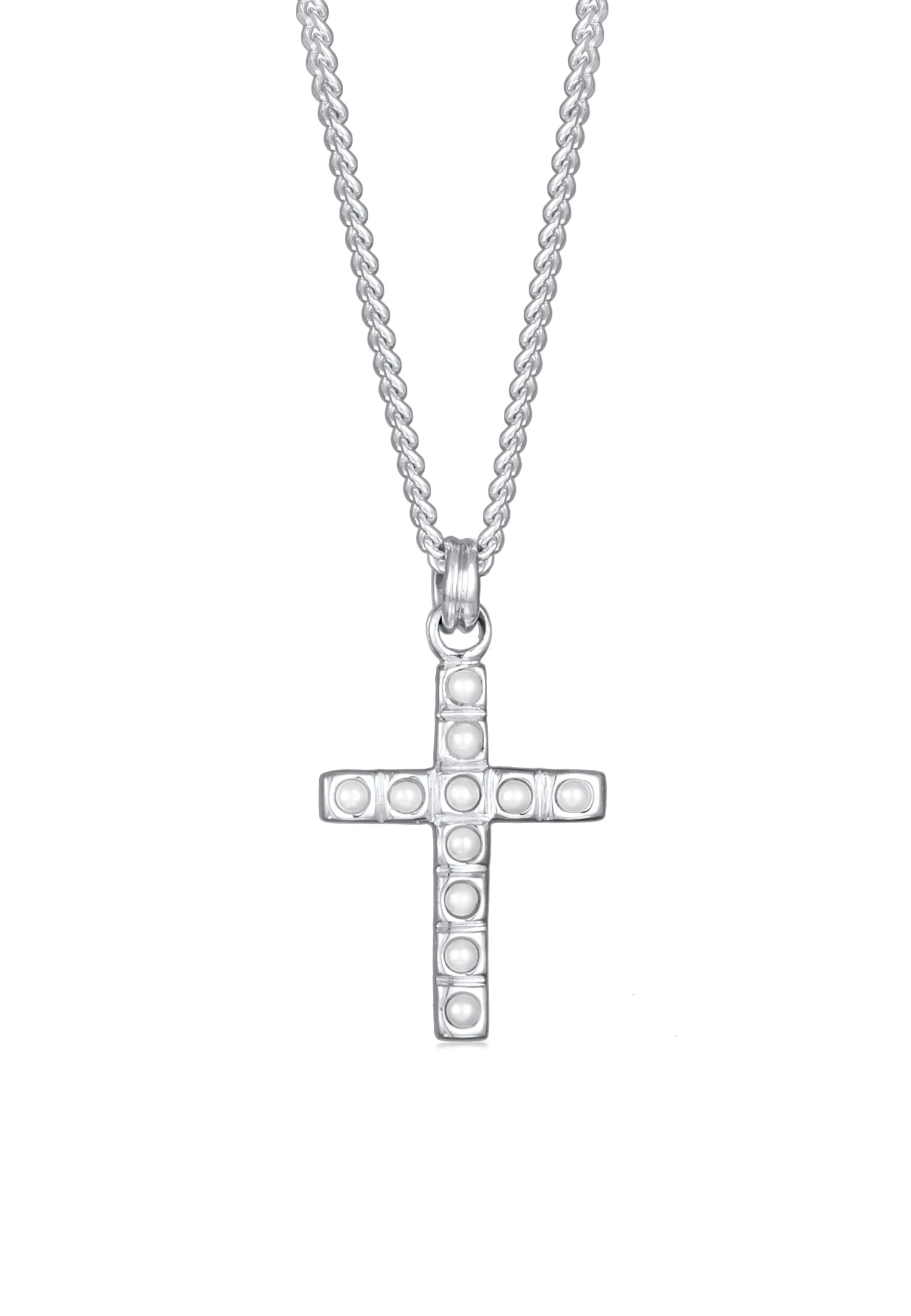 Kuzzoi Silberkette »Halskette Kreuz Glasperlen Modern 925 Silber«