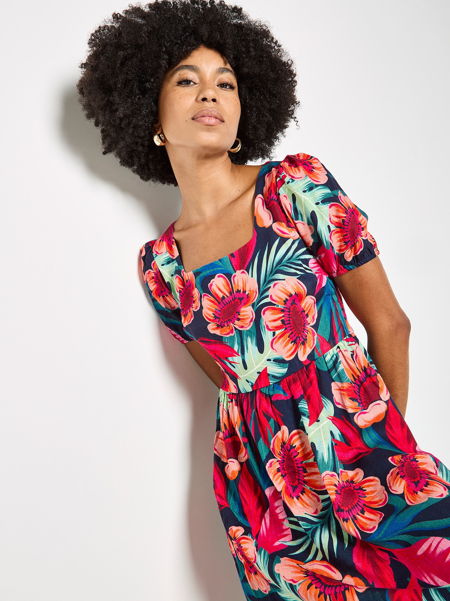 Apricot Minikleid »Mini-Kleid« mit tropischem Blumenmuster