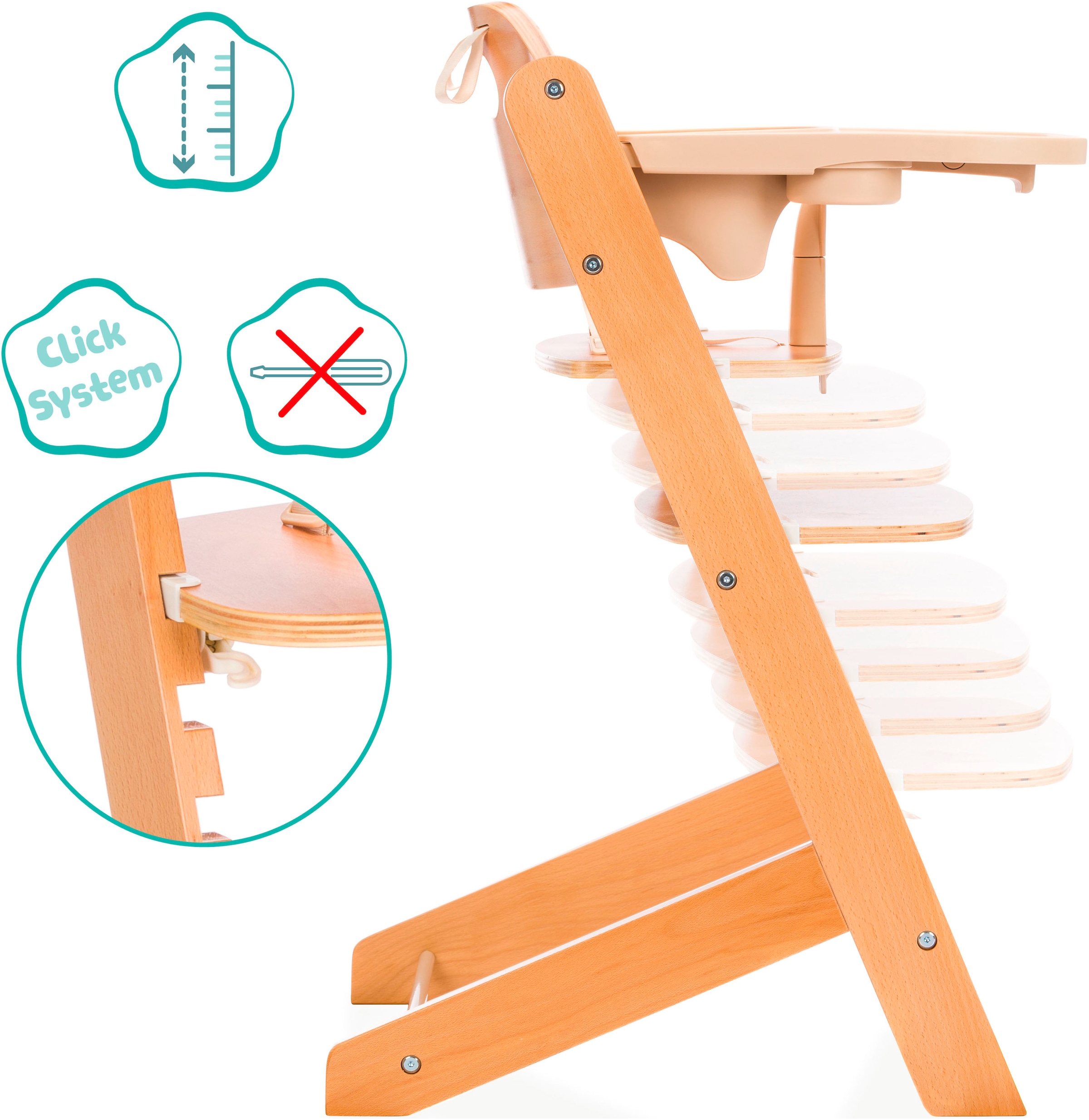 Fillikid Hochstuhl »Pia Swing«, (Set), 3 St., inkl. Neugeborgenenaufsatz und Wippe