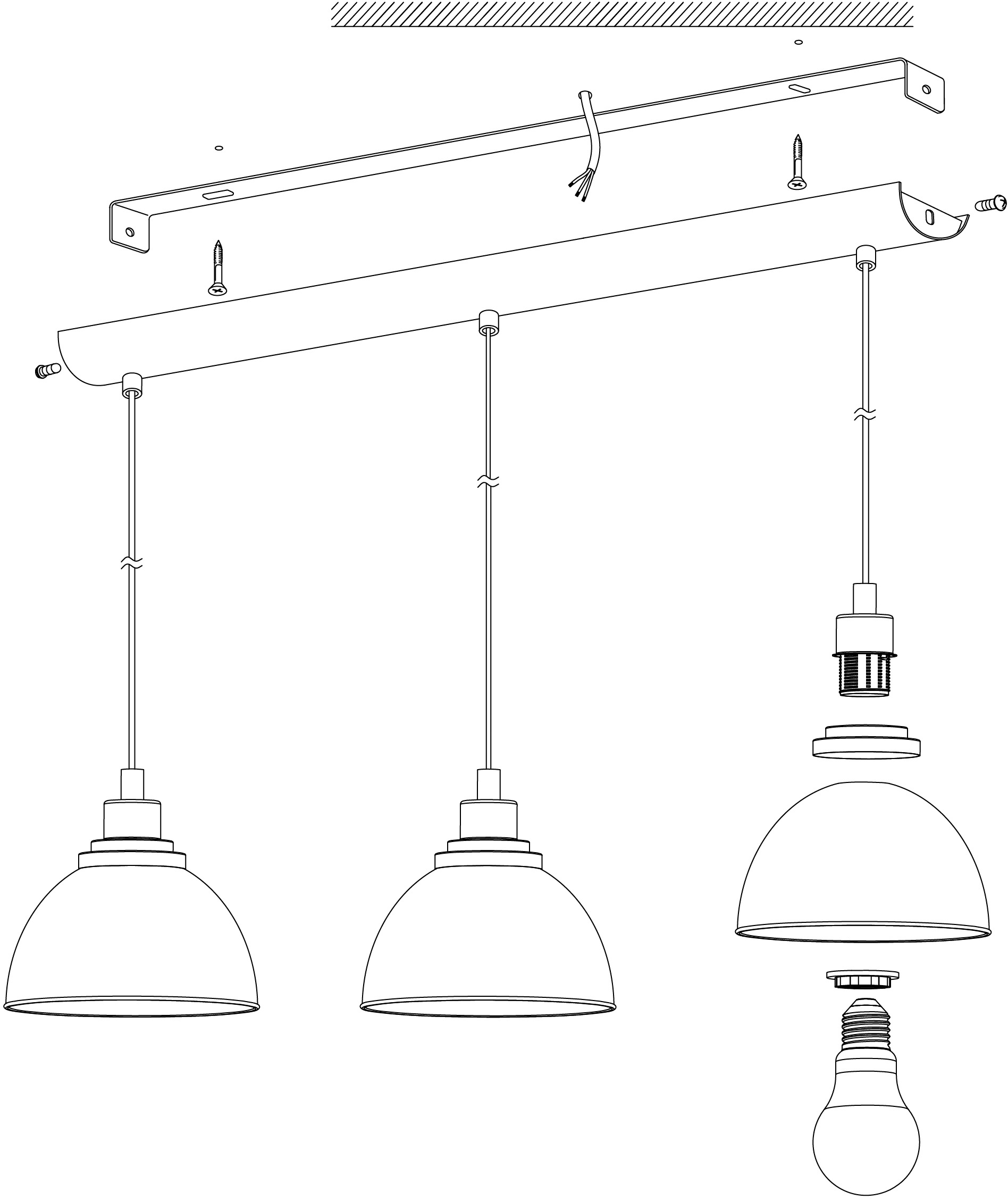 EGLO Hängeleuchte »BELESER«, 3 flammig-flammig, schwarz / L90,5 x H110 x B20,5 cm / aus Stahl - Pendellampe