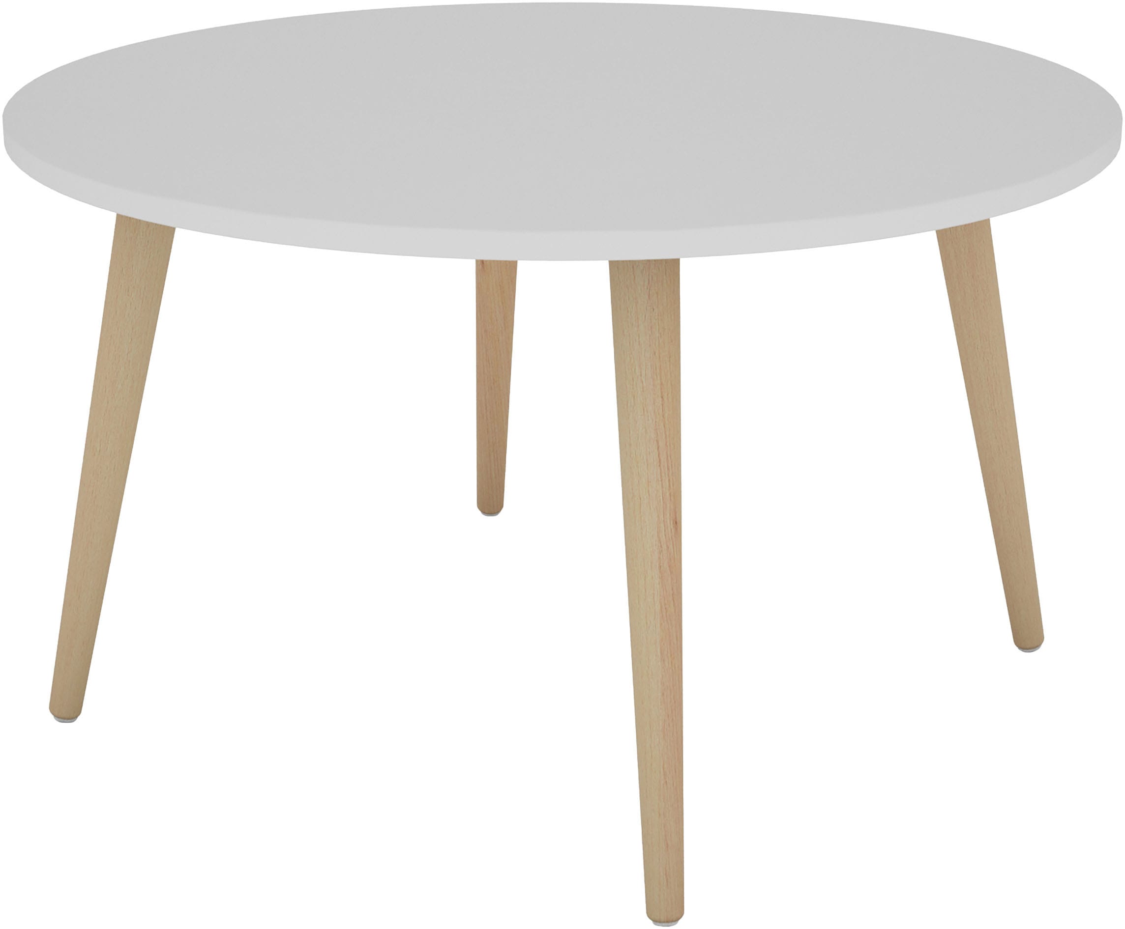 byLIVING Couchtisch »LASSE« Tischplatte weiß, Gestell Buche natur, Breite: 80 cm