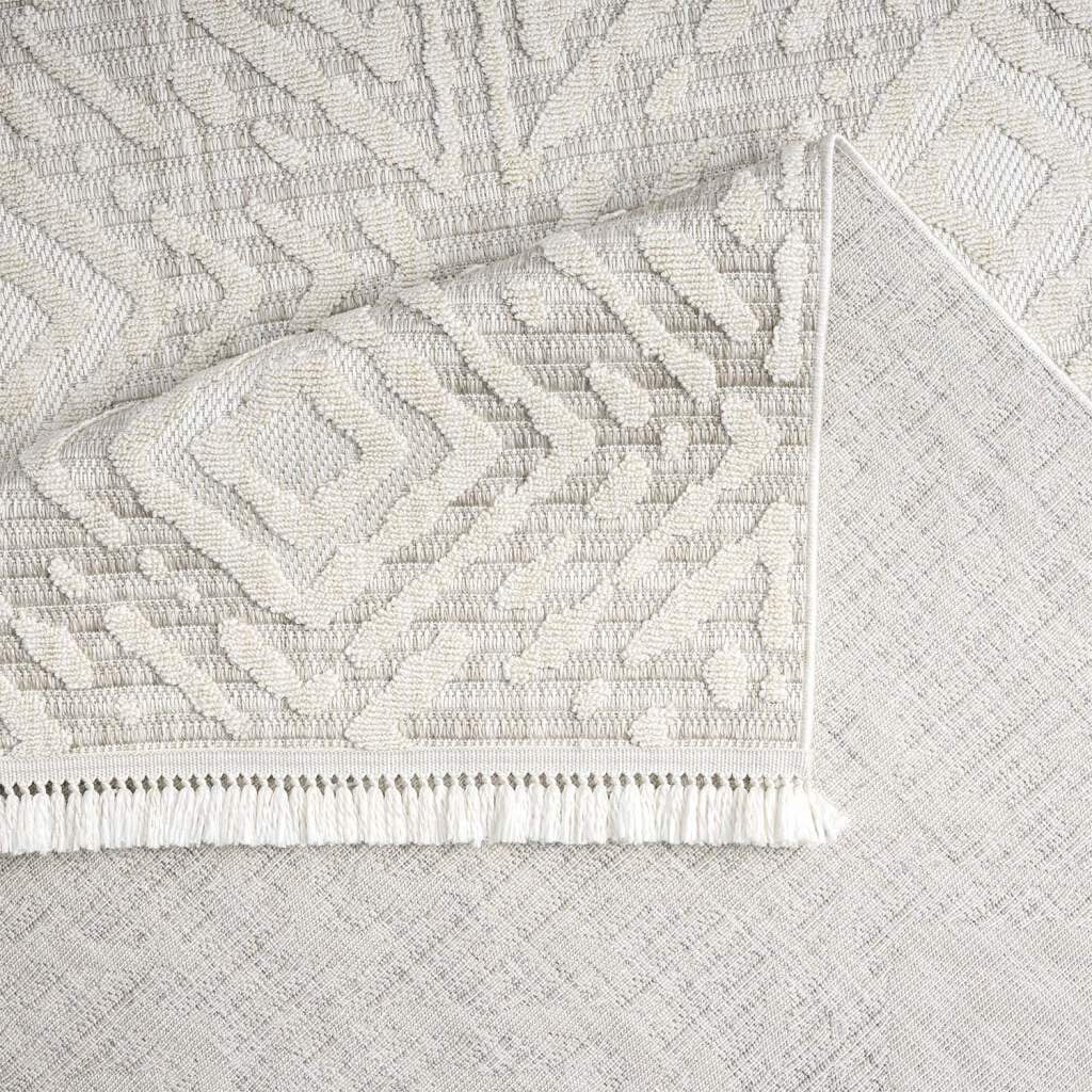 Carpet City Teppich »CLASICO 8926«, rechteckig, 11 mm Höhe, Läufer, Kurzflor, Hochtief-Muster, Boho, Fransen, Wohnzimmer