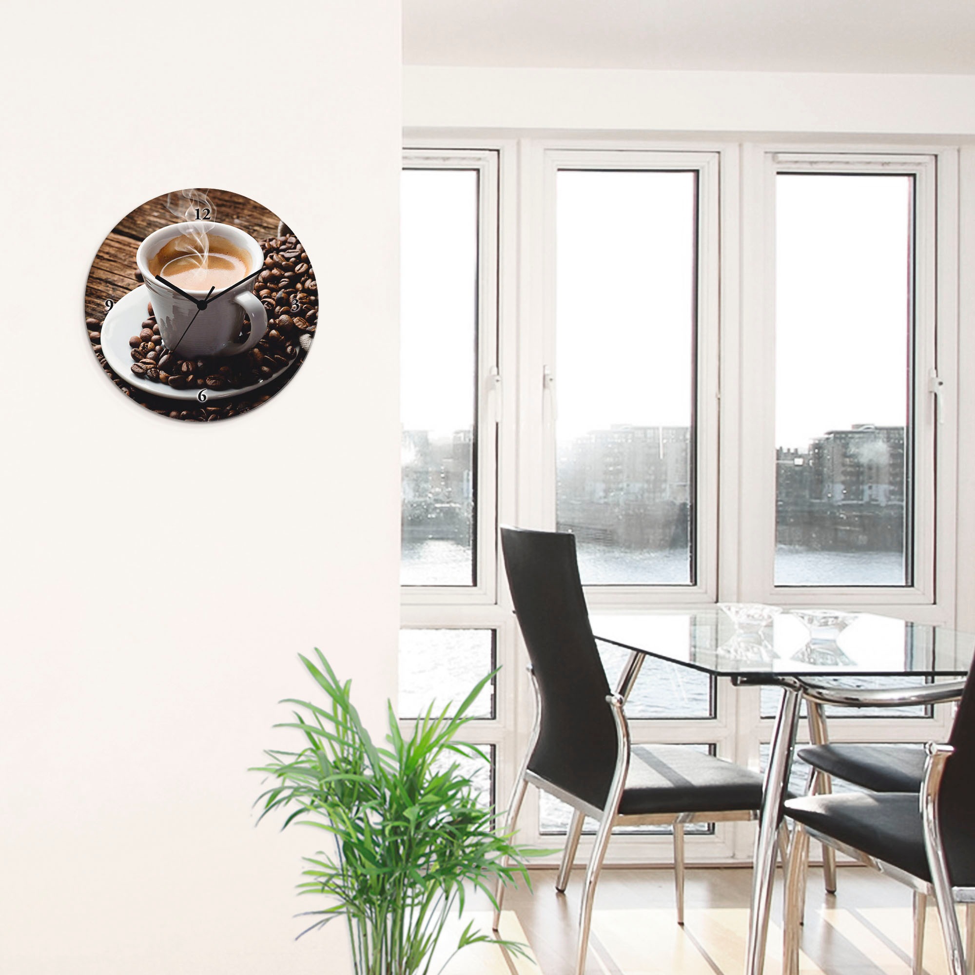 Artland Wanduhr »Heißer Kaffee - dampfender Kaffee« wahlweise mit Quarz- oder Funkuhrwerk, lautlos ohne Tickgeräusche