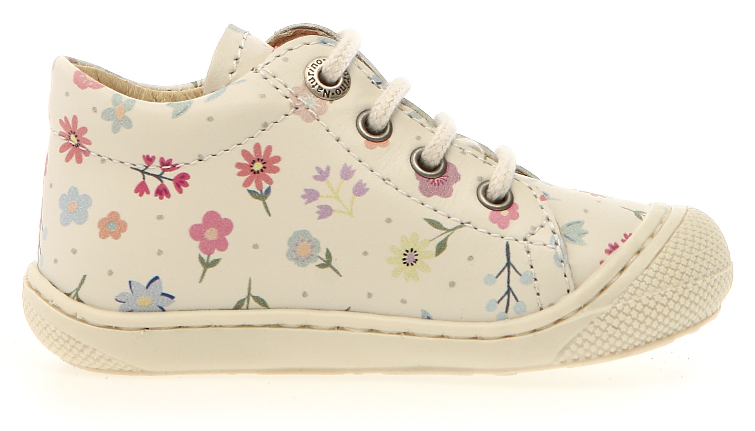 Naturino Lauflernschuh »COCOON PR. BONNY MILK«, Babyschuh, Schnürschuh, Barfußschuh mit buntem Print