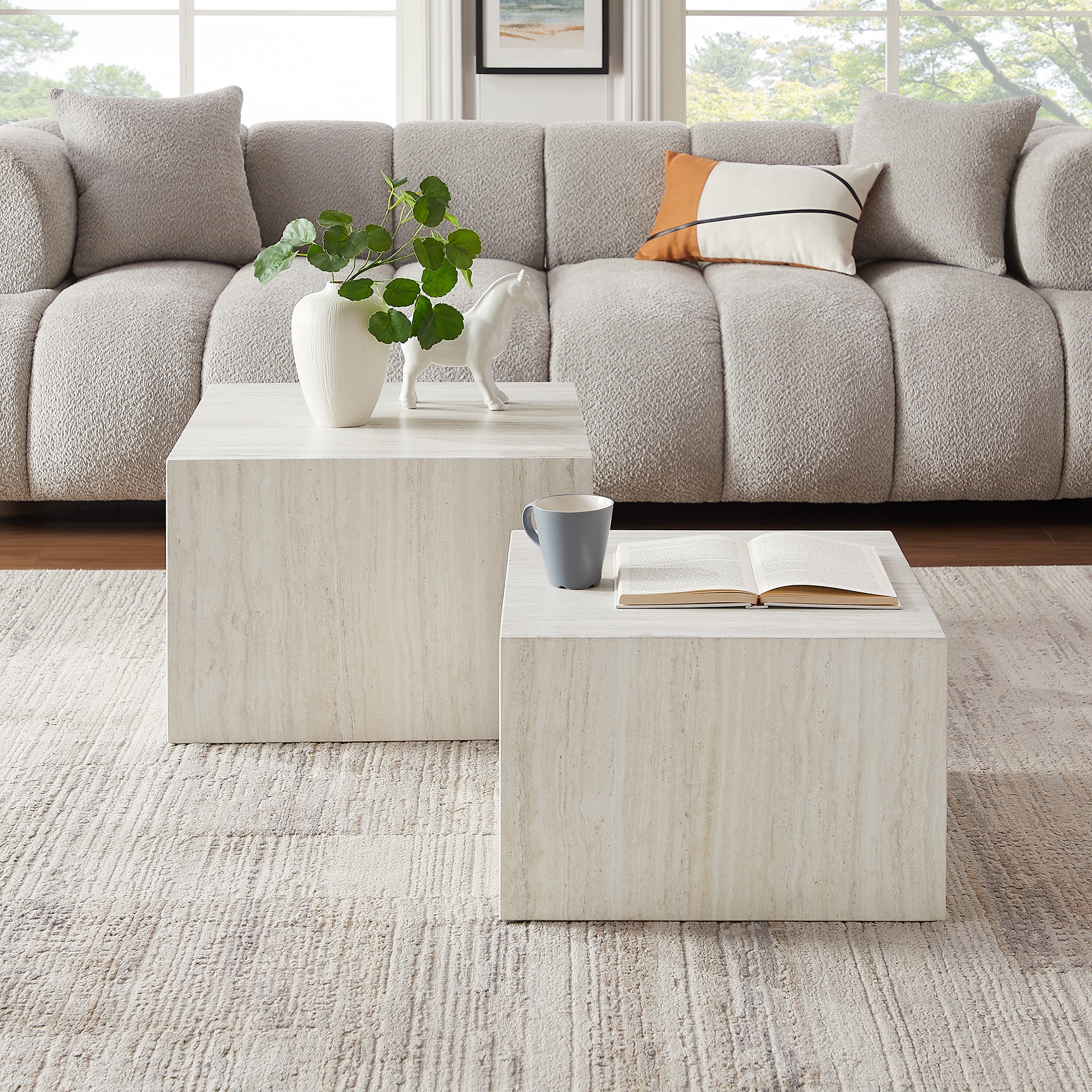 SalesFever Couchtisch »Almeria Bestelltisch«, (Set, 2 St., 2er Set), quadratisch, in Marmoroptik foliert
