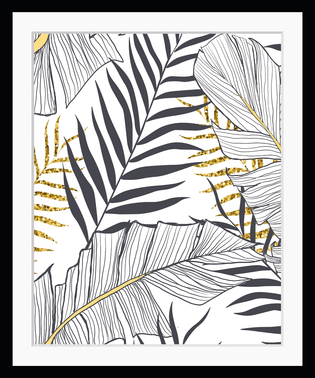 queence Bild »Aneshka«, Blätter-Kunst-Pflanzen-Modern, HD Premium Poster-Druck inkl. Holzrahmen