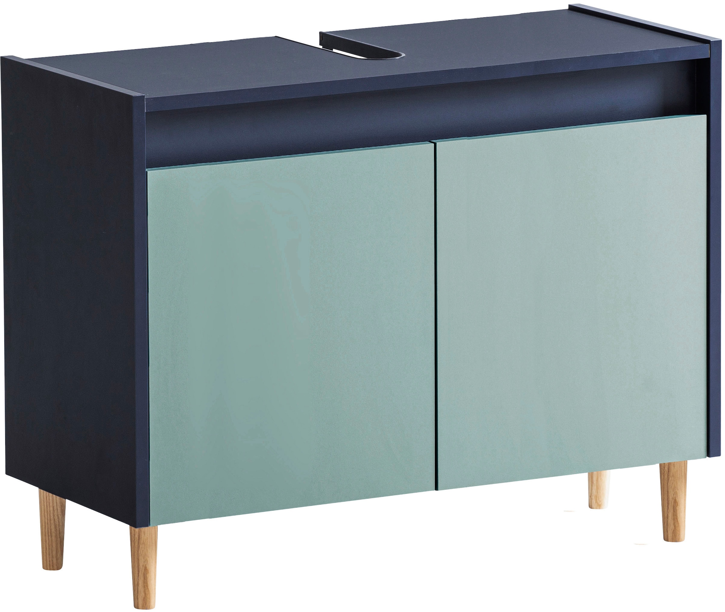 Schildmeyer Waschbeckenunterschrank »Lovis, Breite 80 cm«, Metallbeschläge, Möbelfüße aus Massivholz