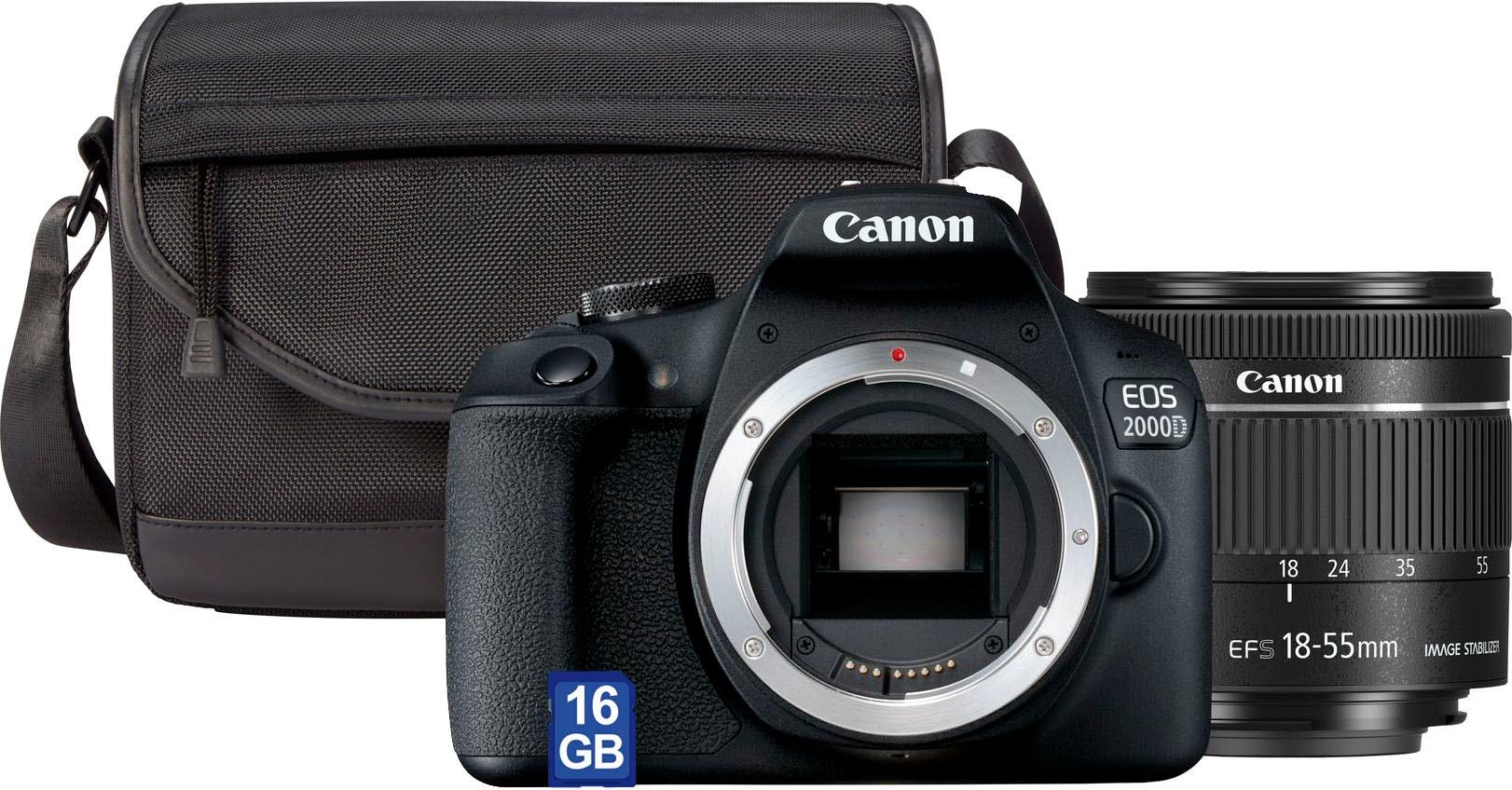 Canon Spiegelreflexkamera »EOS 2000D Kit«, EF-S 18-55 IS II, 24,1 MP, NFC-WLAN (Wi-Fi),...