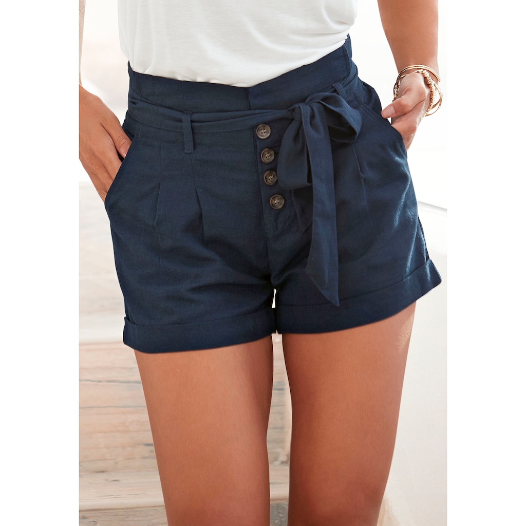 LASCANA Shorts, (mit Bindegürtel)