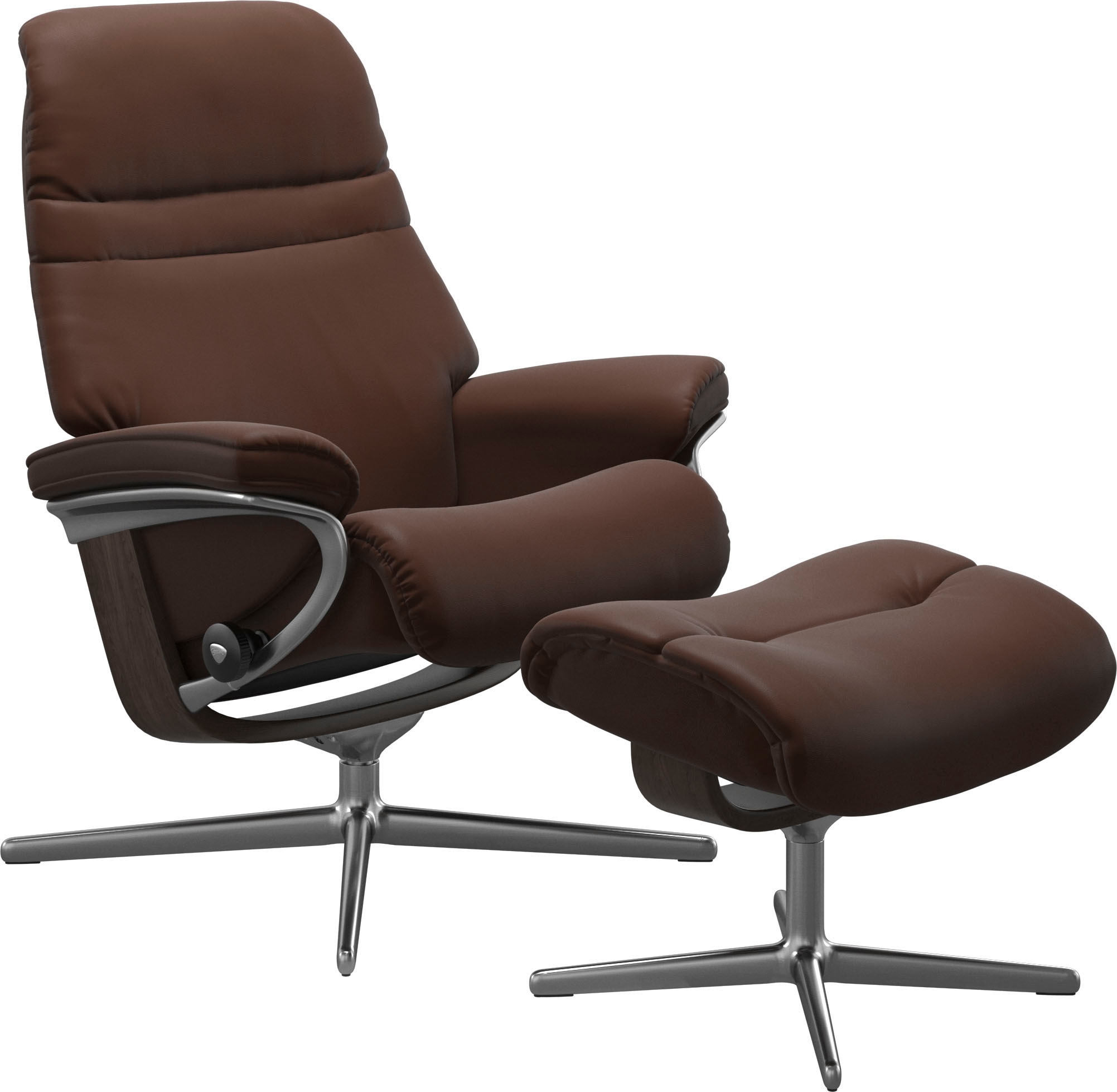 Stressless® Relaxsessel »Sunrise« Set, Relaxsessel mit Hocker,  mit Hocker, mit Cross Base, Größe S, M & L, Holzakzent Wenge