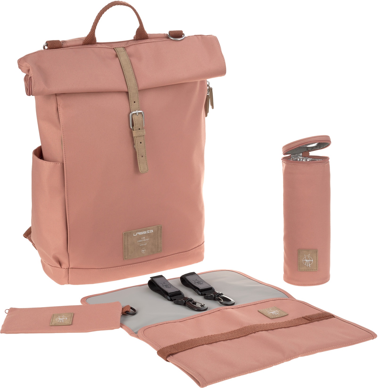 LÄSSIG Wickelrucksack »Green Label, Rolltop, cinnamon«, PETA-approved vegan; zum Teil aus recyceltem Material