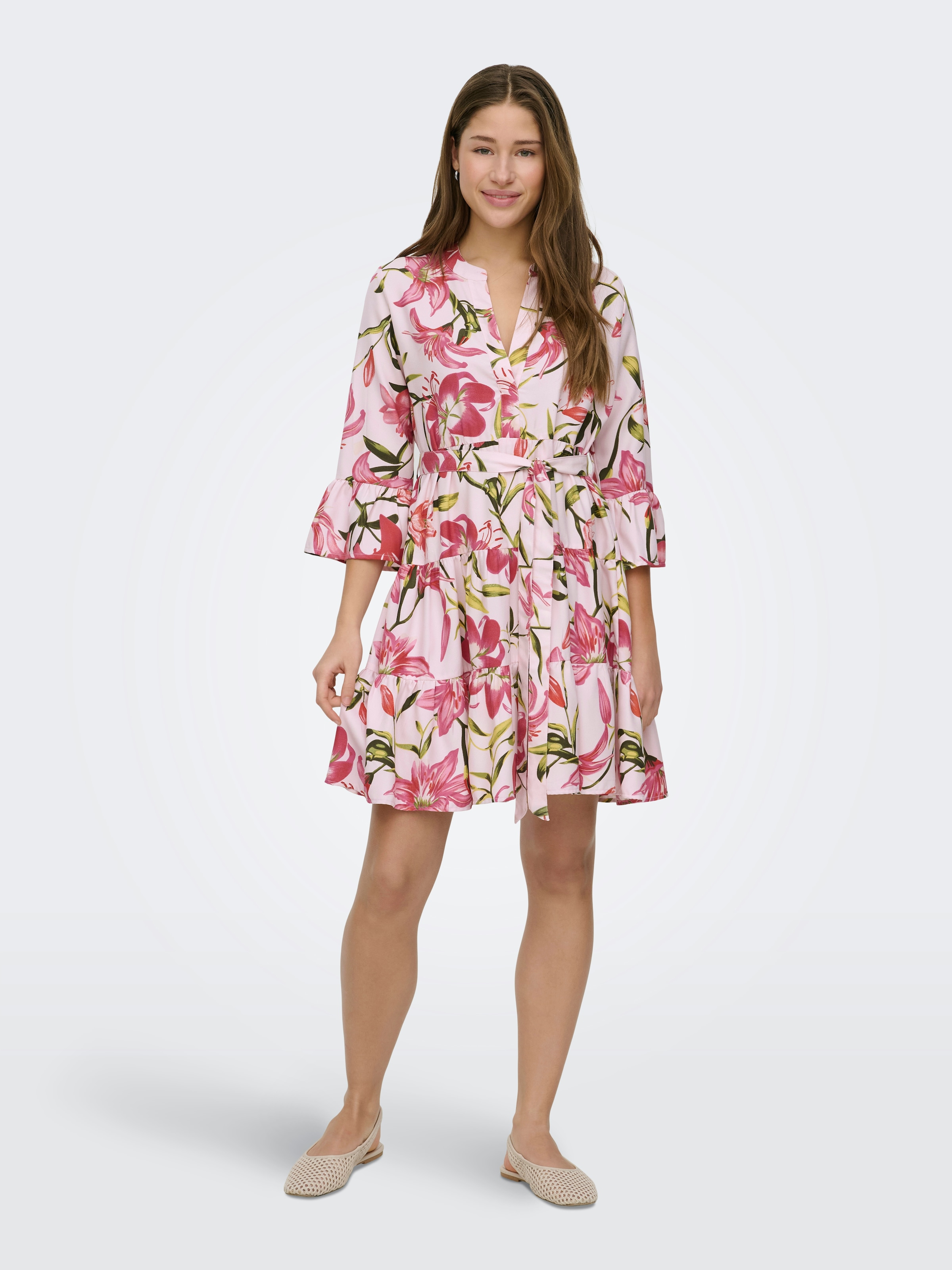 ONLY Tunikakleid »ONLSINA LIFE 3/4 SHORT DRESS NOOS WVN« mit Volant