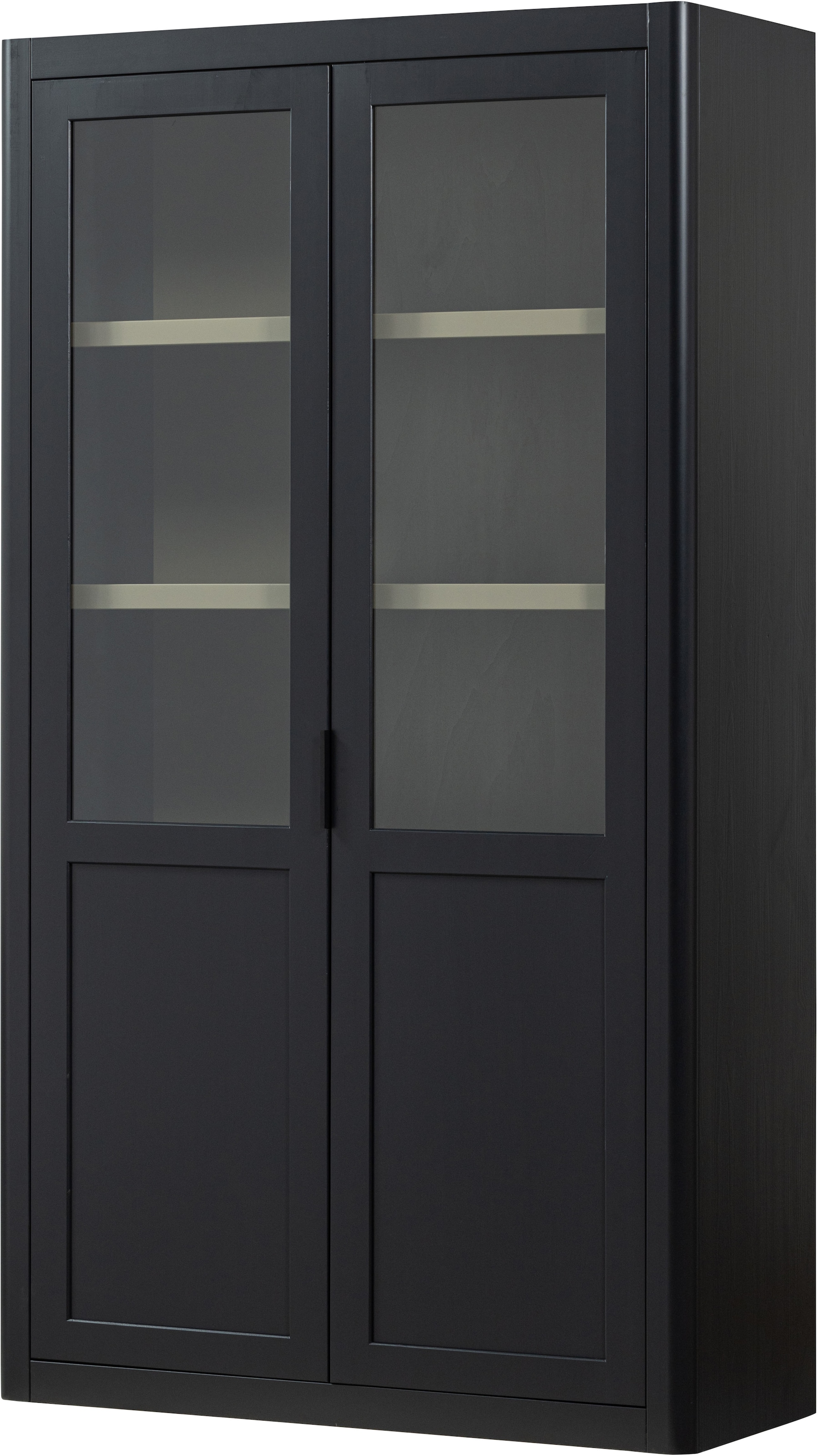 WOOOD, Buffet » GUNNAR BUFFETSCHRANK KIEFER« Das Sideboard aus FSC-Kiefer bietet stilvolle Aufbewahrung auf 4 Böden, Schwarz, Massivholz, Schwarz matt