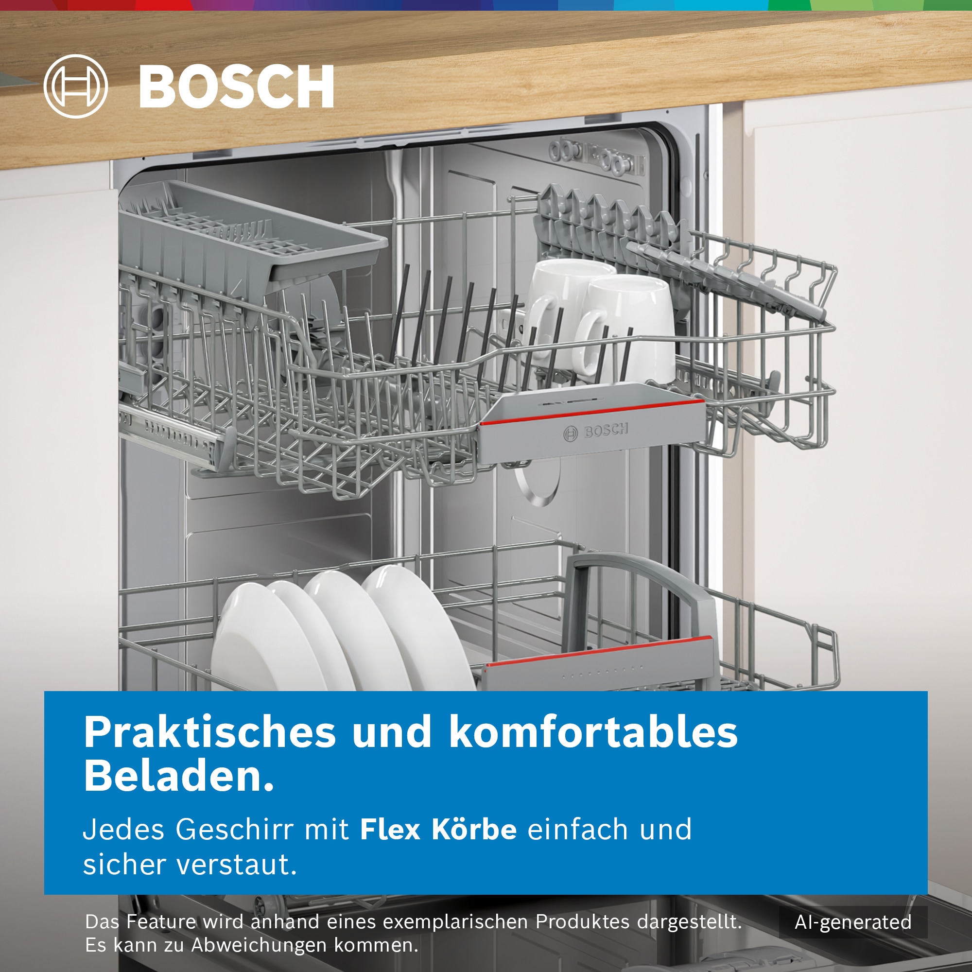 BOSCH Unterbaugeschirrspüler Serie 4 »SMU4ECS28E« 14 Maßgedecke Automatische Türöffnung für Effizienz, 3-fach Rack Matic