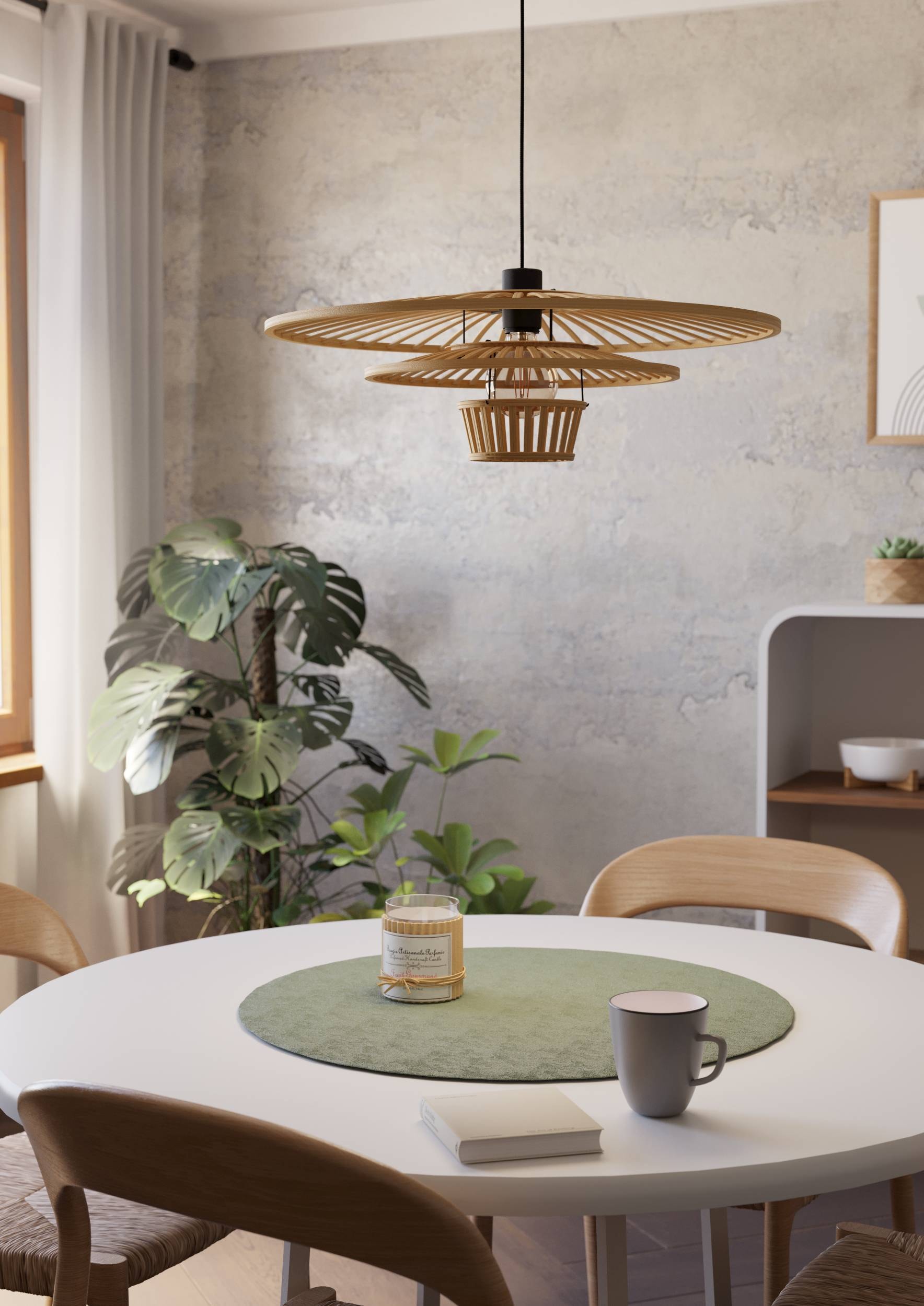 EGLO Hängeleuchte »Lydney Hängelampe, Pendelleuchte, Esszimmerlampe Japanisch, E27, Lampe« E27 1 Stk. Hängeleuchte - H110 x Ø57 cm - schwarz - 1X40W exkl.
