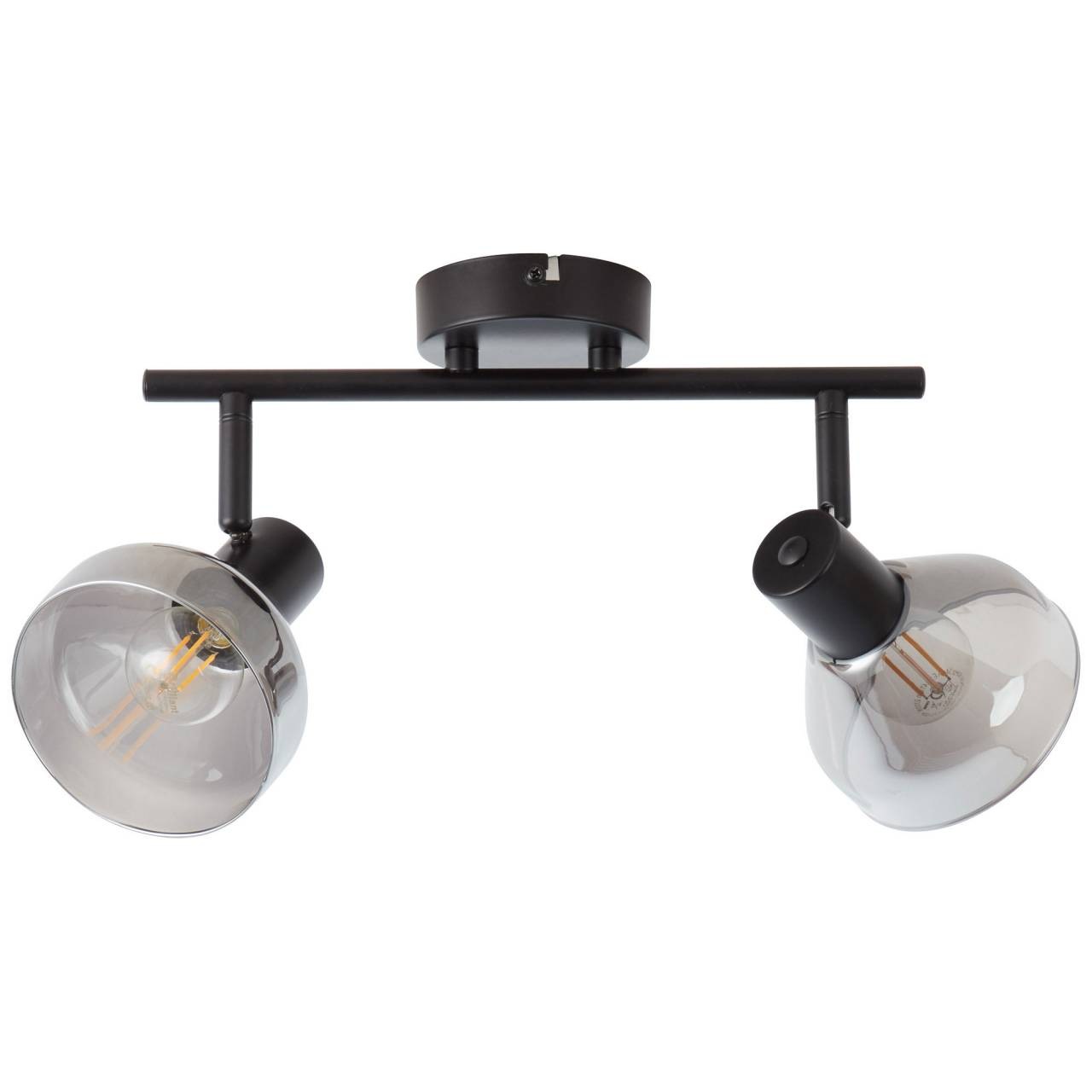 Brilliant Deckenstrahler »Reflekt«, 2 flammig, Leuchtmittel E14 | ohne Leuchtmittel, Spotrohr 2flg schwarzmatt/rauchglas