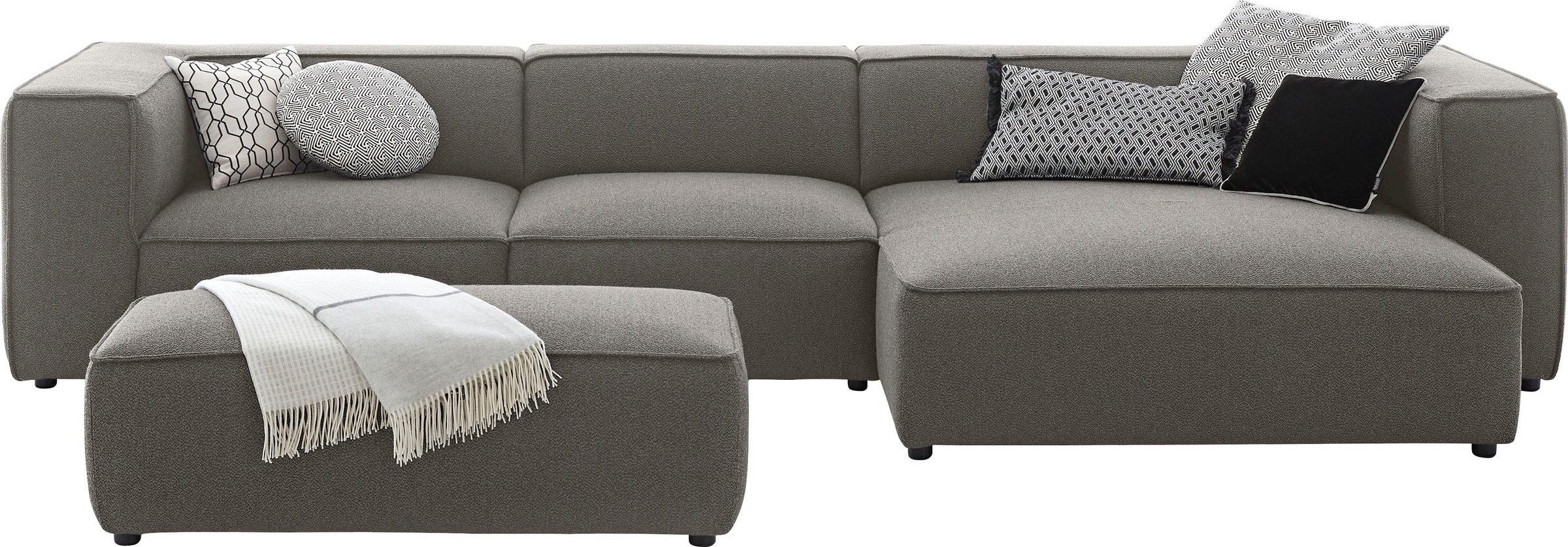 W.SCHILLIG Ecksofa »around-the-block Mega Sofa, viel Platz und hoher Sitzkomfort, L-Form« mit eleganter Biese, mit Federkern, Breite 341 cm
