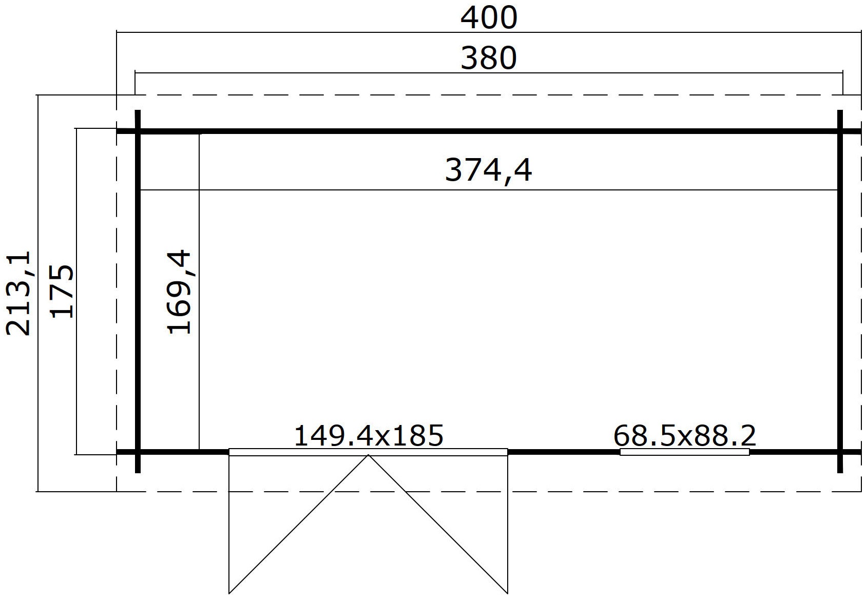 LASITA MAJA Gartenhaus »Amira 175« Blochbohlenhaus 28mm, Fundamentmass 3800x1750 , Carbongrau