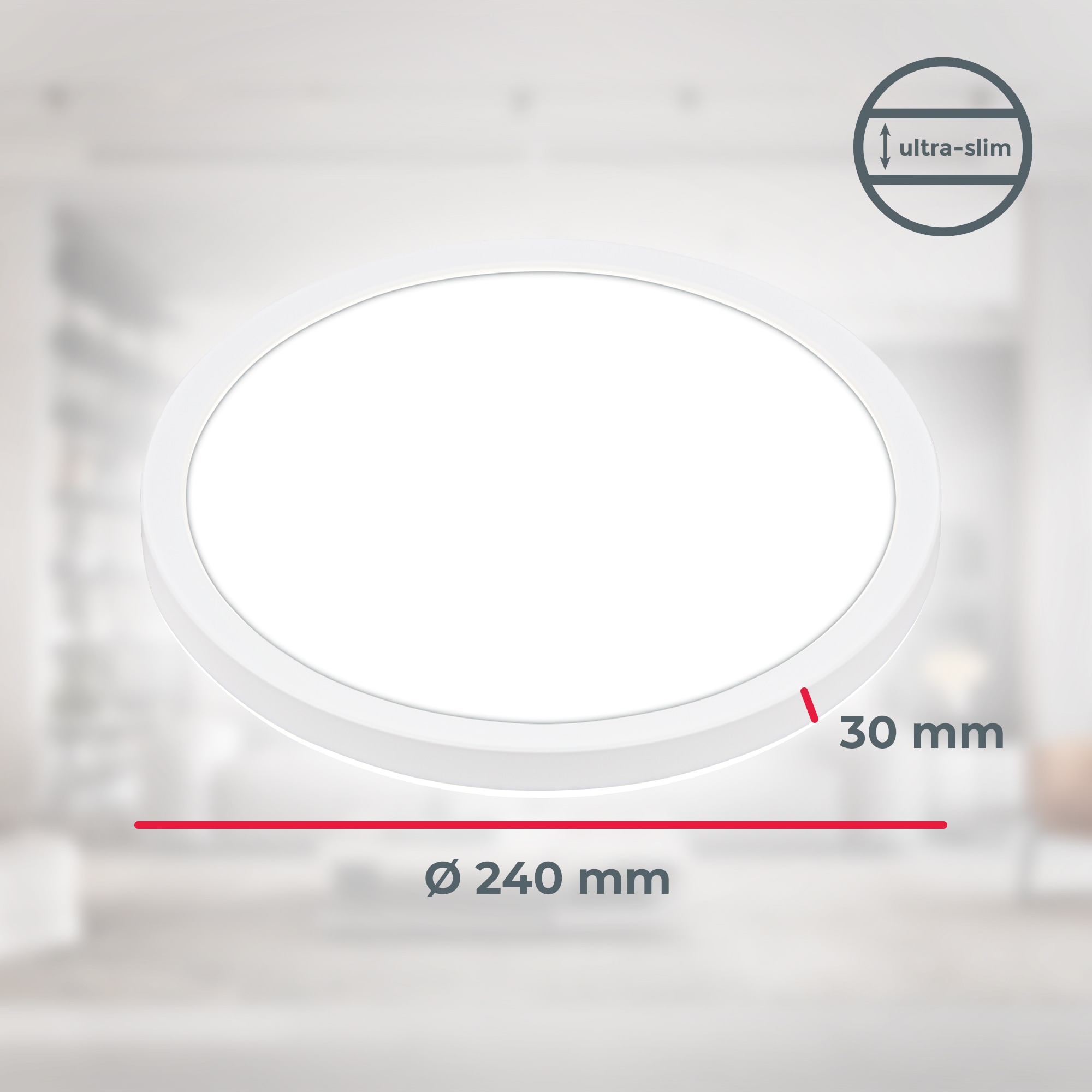 B.K.Licht LED Deckenleuchte »BKL1598 Ultraflache Deckenlampe, LED Panel mit Backlight« LED-Modul 1 Stk. Neutralweiß 4.000K, 1.900 Lm, 16W, indirekte Hintergrundbeleuchtung, ⌀24cm, Weiß