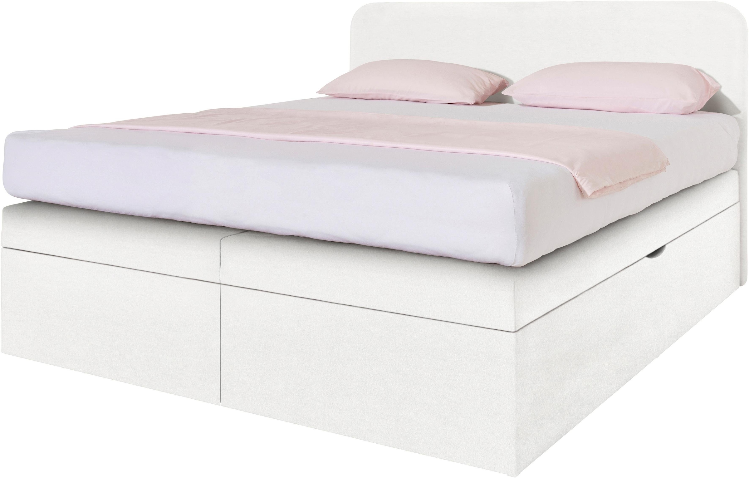 Westfalia Schlafkomfort, Boxspringbett wahlweise mit Bettkasten, weiß, Box und Kopfteil: Microvelours (100% Polyester) oder Kunstleder (Polyurethan);