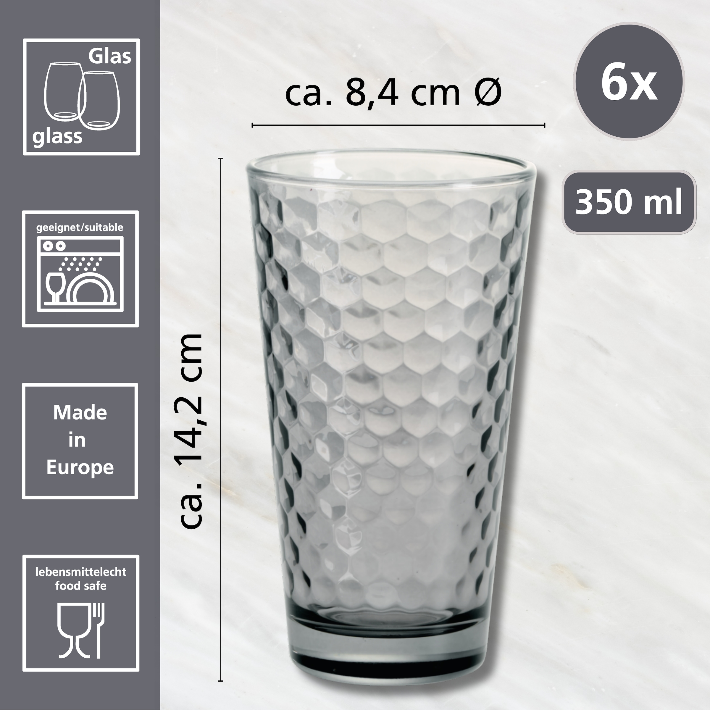 Ritzenhoff & Breker Longdrinkglas »Favo, 6-teilig« 6er Set, je 350 ml
