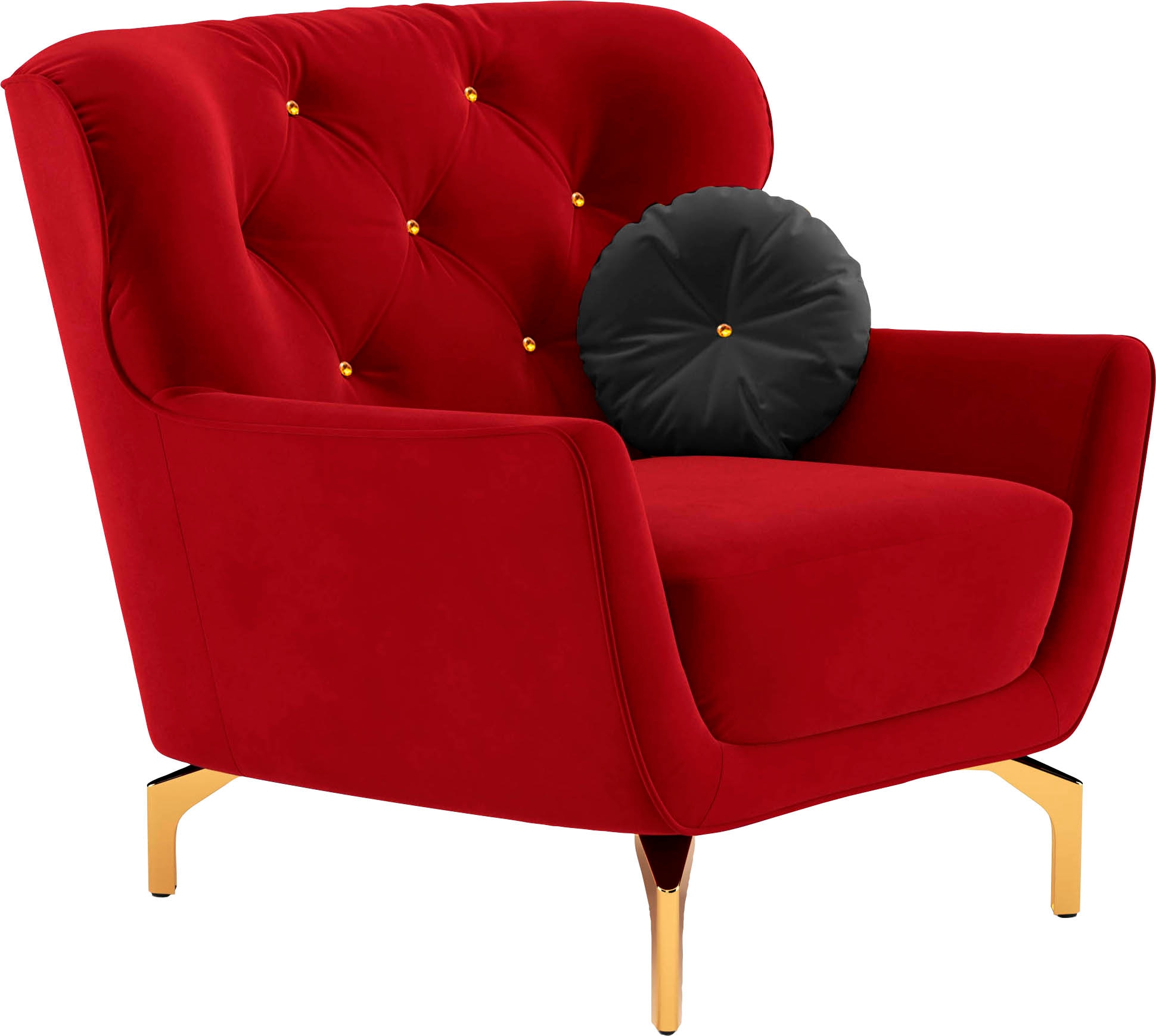 sit&more Sessel »Orient 3«, inkl. 1 Zierkissen mit Strass-Stein, goldfarbene Metallfüße
