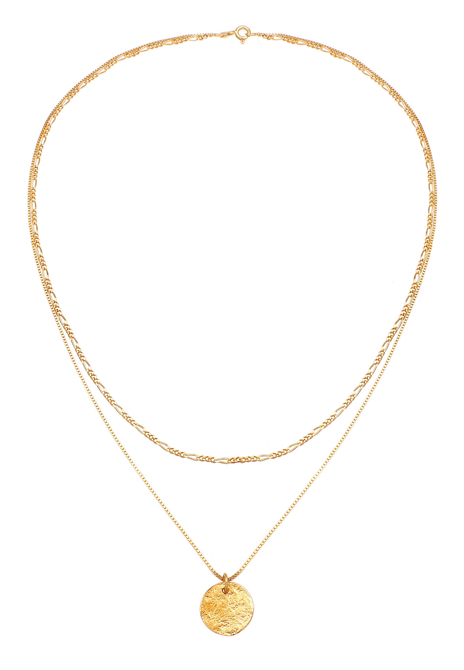 Elli Silberkette »Halskette Layer Münze Figaro Boho 925 Silber«