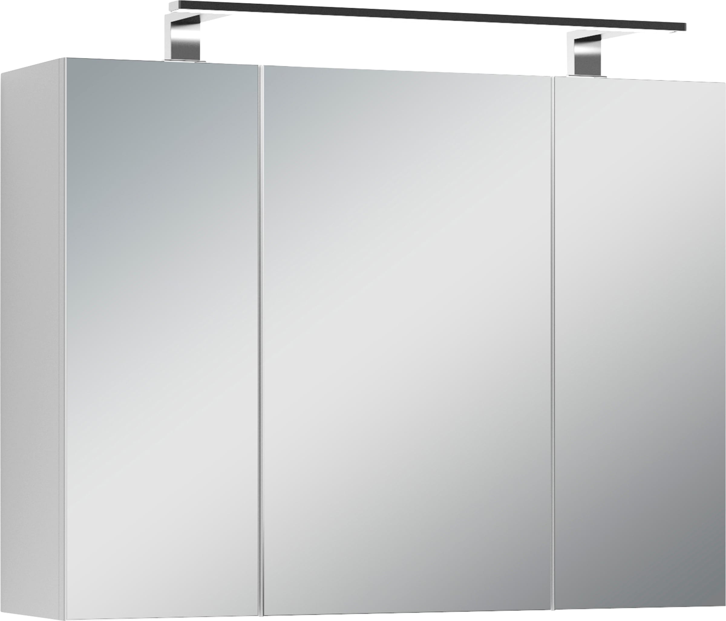 byLIVING Spiegelschrank »Spree«, Breite 80 cm, 3-türig, mit LED Beleuchtung und Schalter-/Steckdosenbox