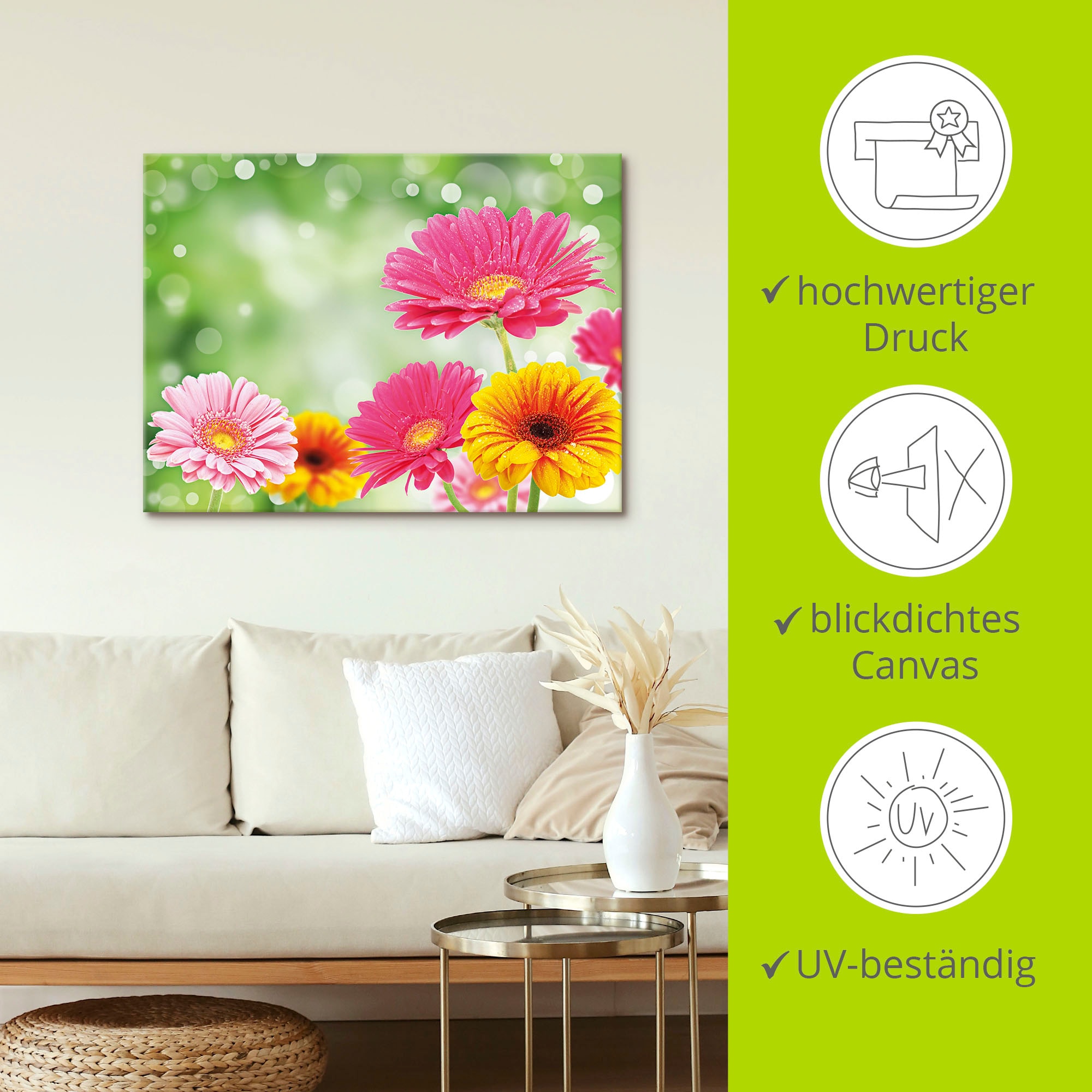Artland Wandbild »Natürliche Romantik - Gerberas«, Blumen, (1 St.), als Leinwandbild, Poster in verschied. Größen