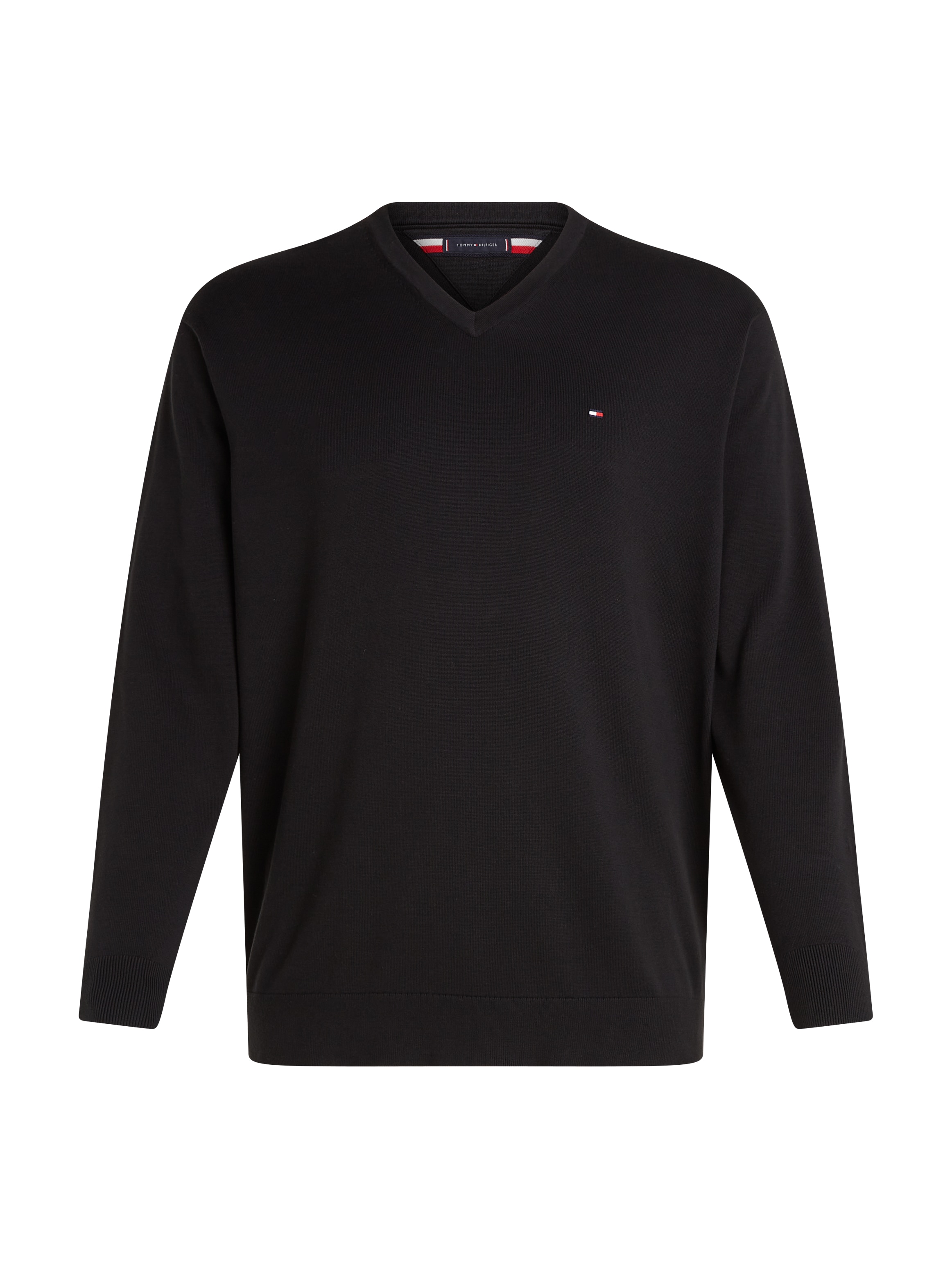 Tommy Hilfiger Big & Tall V-Ausschnitt-Pullover »BT-WCC ESSENTIAL V NECK-B«, Große Größen mit Logostickerei