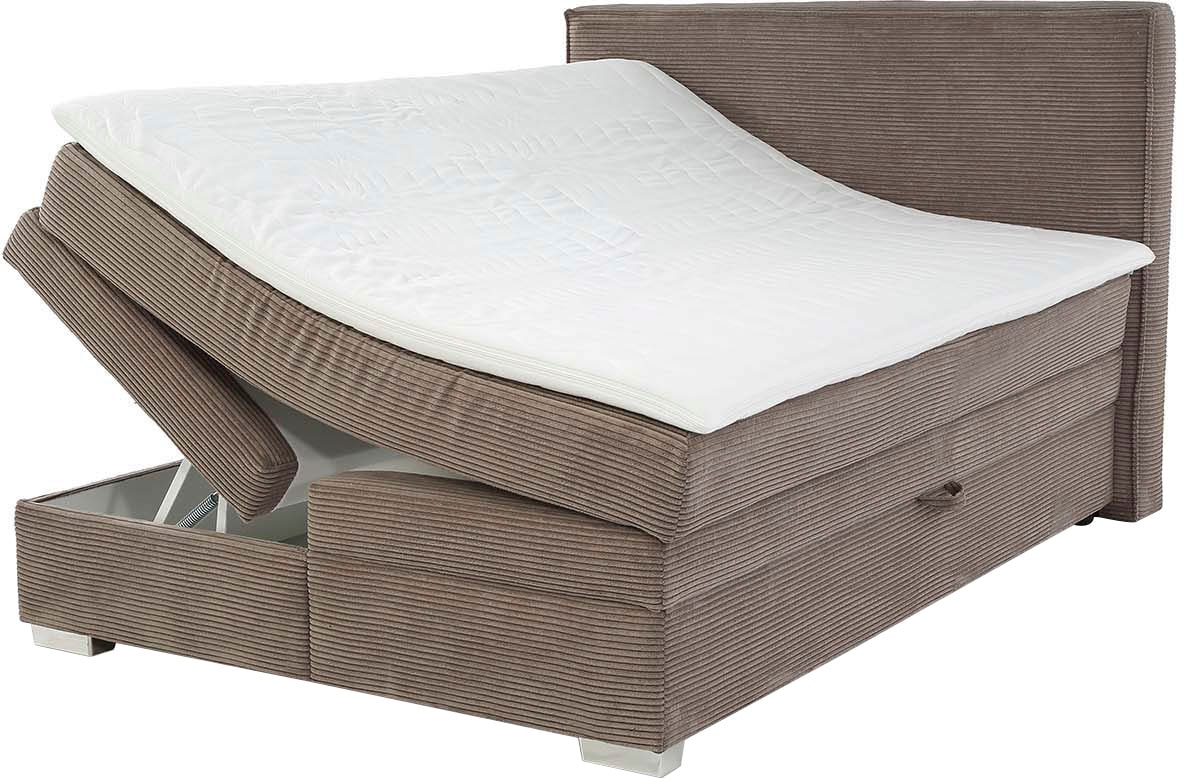 Jockenhöfer Gruppe Boxspringbett »Arabella, 2x 70er Boxen mit Stauraum« Wende-Bonell-Federkern-Matratze (H2/H3), inkl. Topper