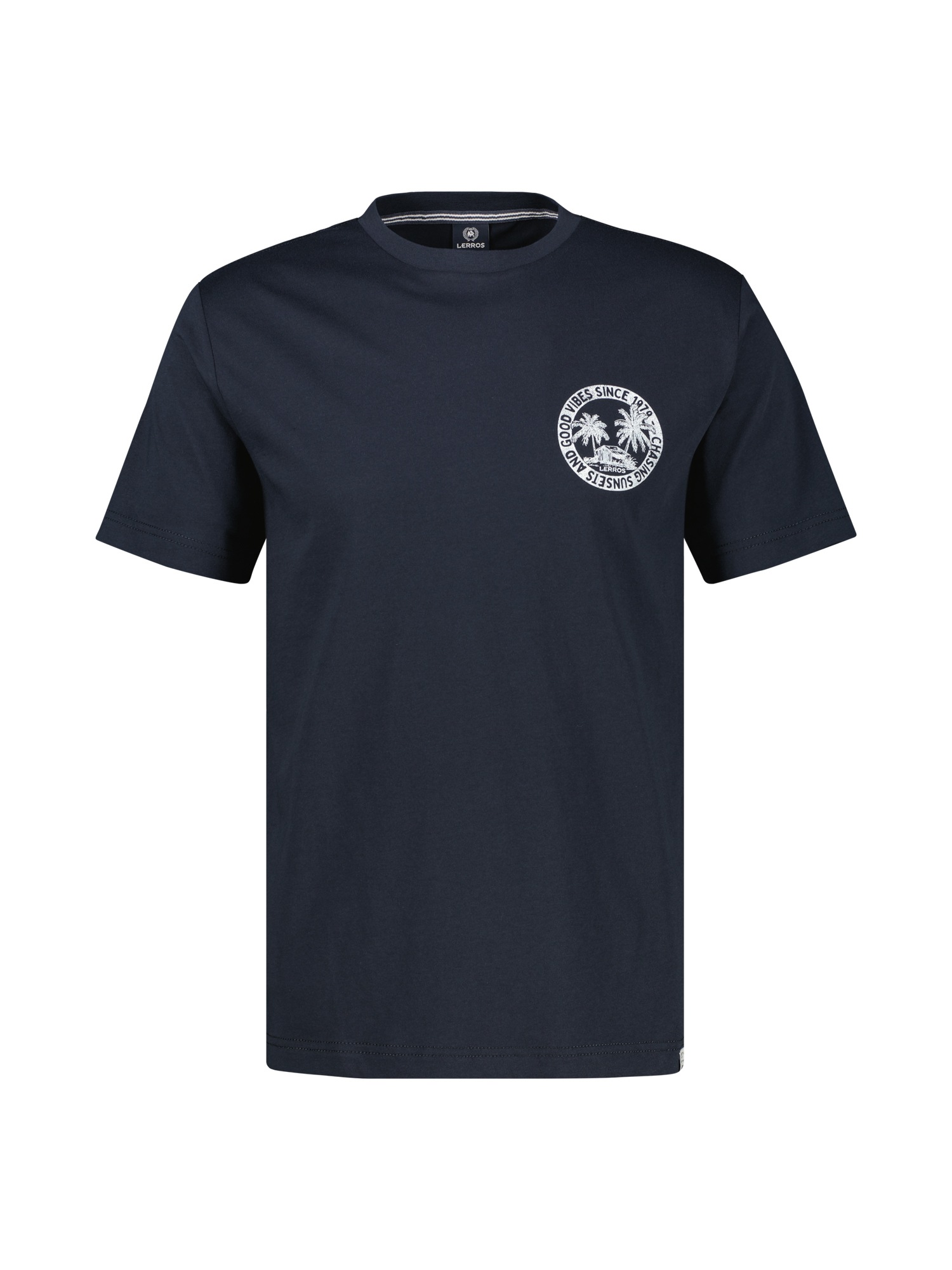LERROS T-Shirt »Lässiges, unifarbenes T-Shirt aus reiner Baumwolle mit Print«