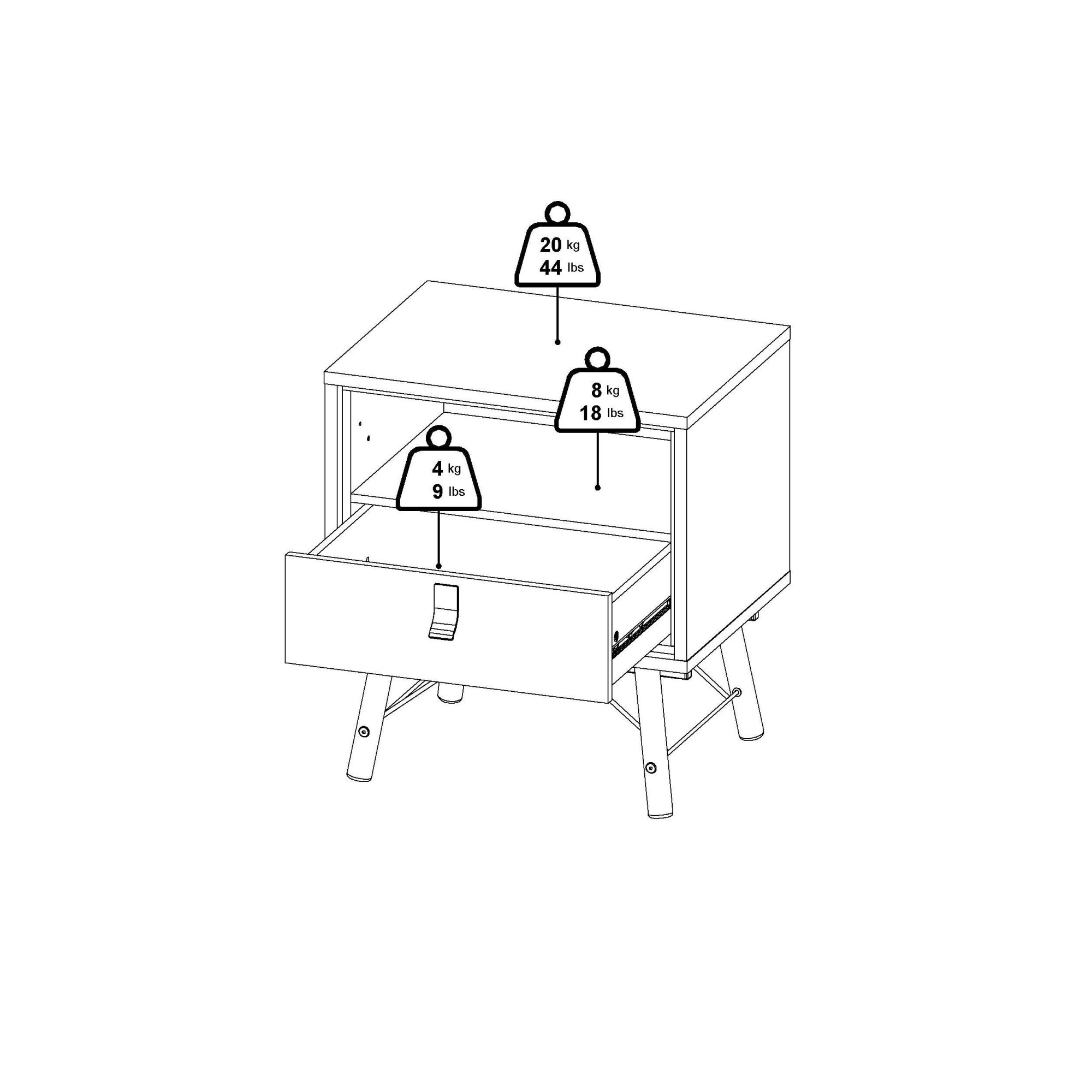 andas Nachttisch »RY« Breite/Höhe 53/60 cm, 1 offenes Fach, 1 Schublade