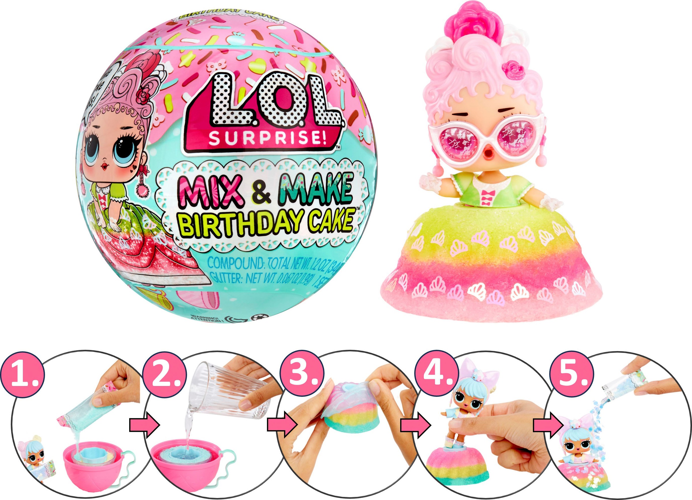 L.O.L. SURPRISE! Kreativset »L.O.L. Surprise Mix & Mix Birthday Cake«, inkluisve Puppe