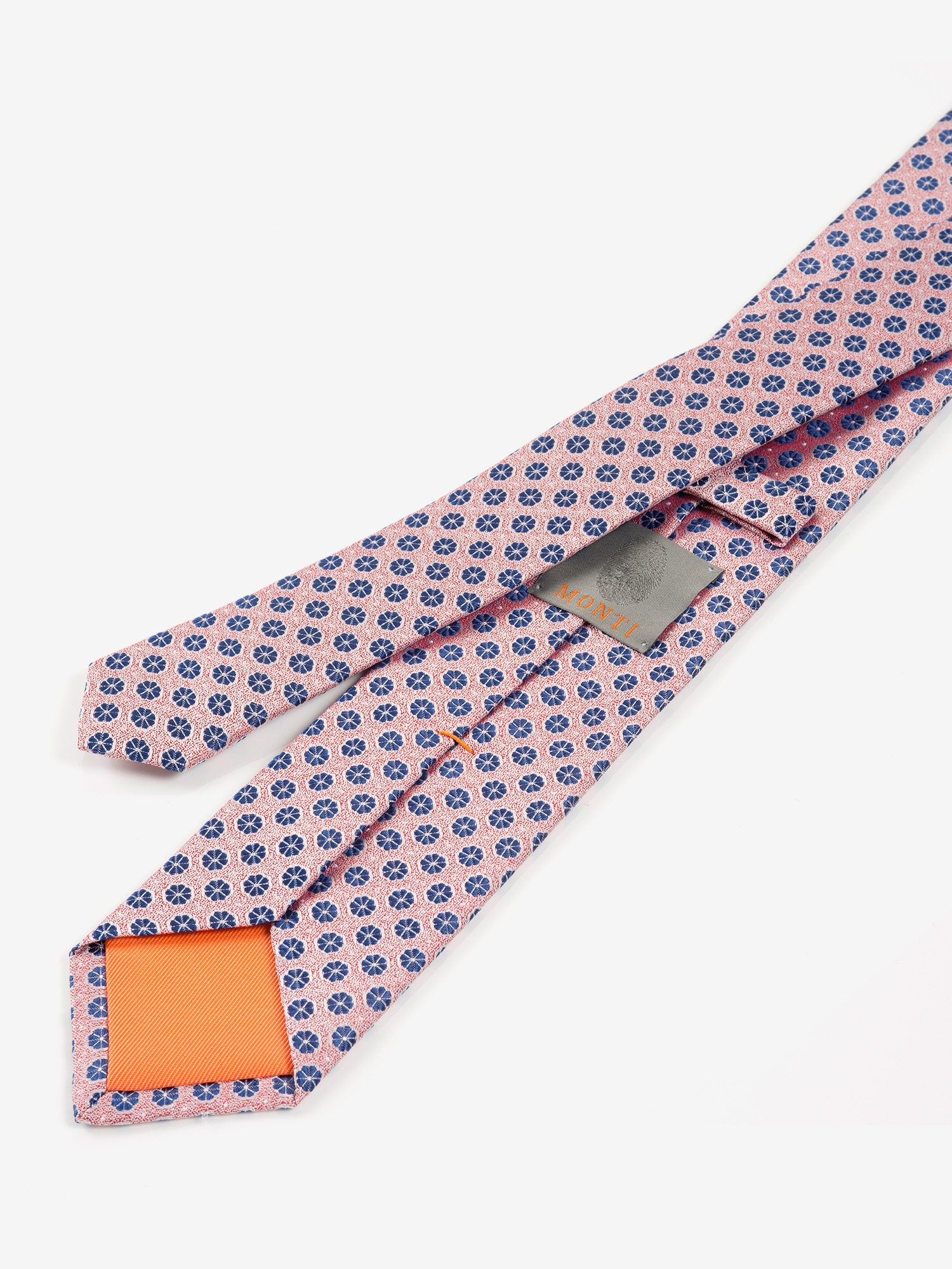 MONTI Krawatte, (1 St.), aus reiner Seide, mit blauen Ornamenten, 6,5 cm breit