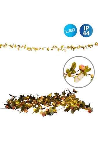 LED-Lichterkette »Röschen«, weiße und rosa Rosenblüten, warmweiße LED, Länge 420cm,...