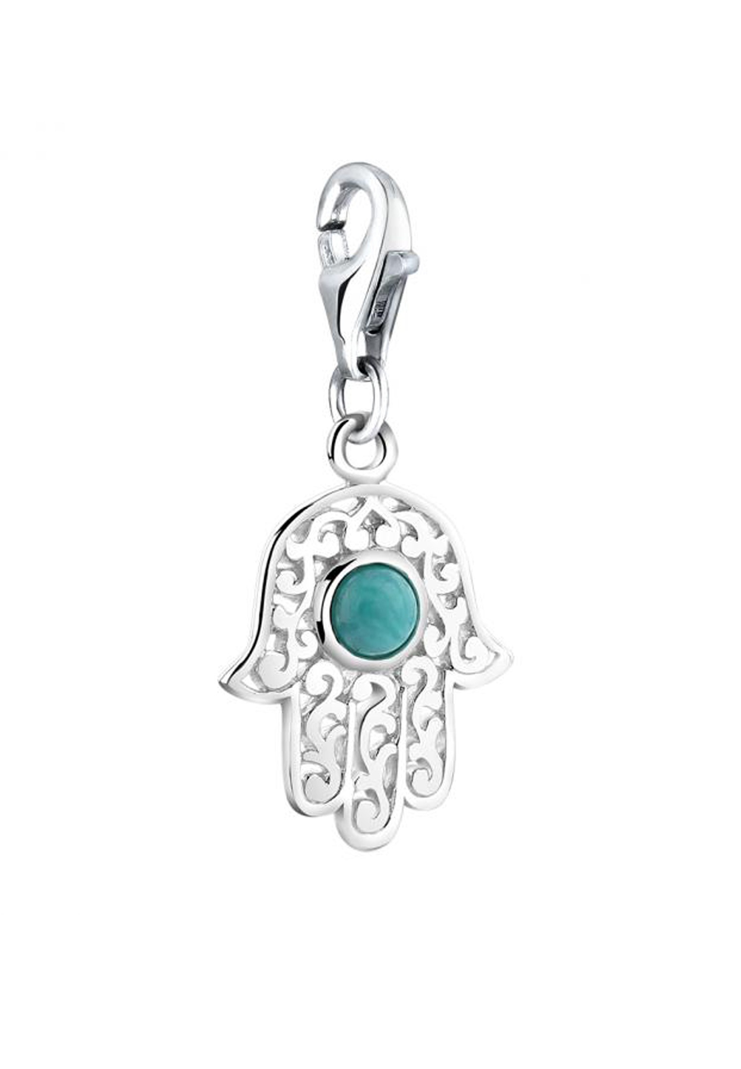 Nenalina Charm-Einhänger »Charm Hamsa Hand Fatima Türkis Edelstein 925 Silber«