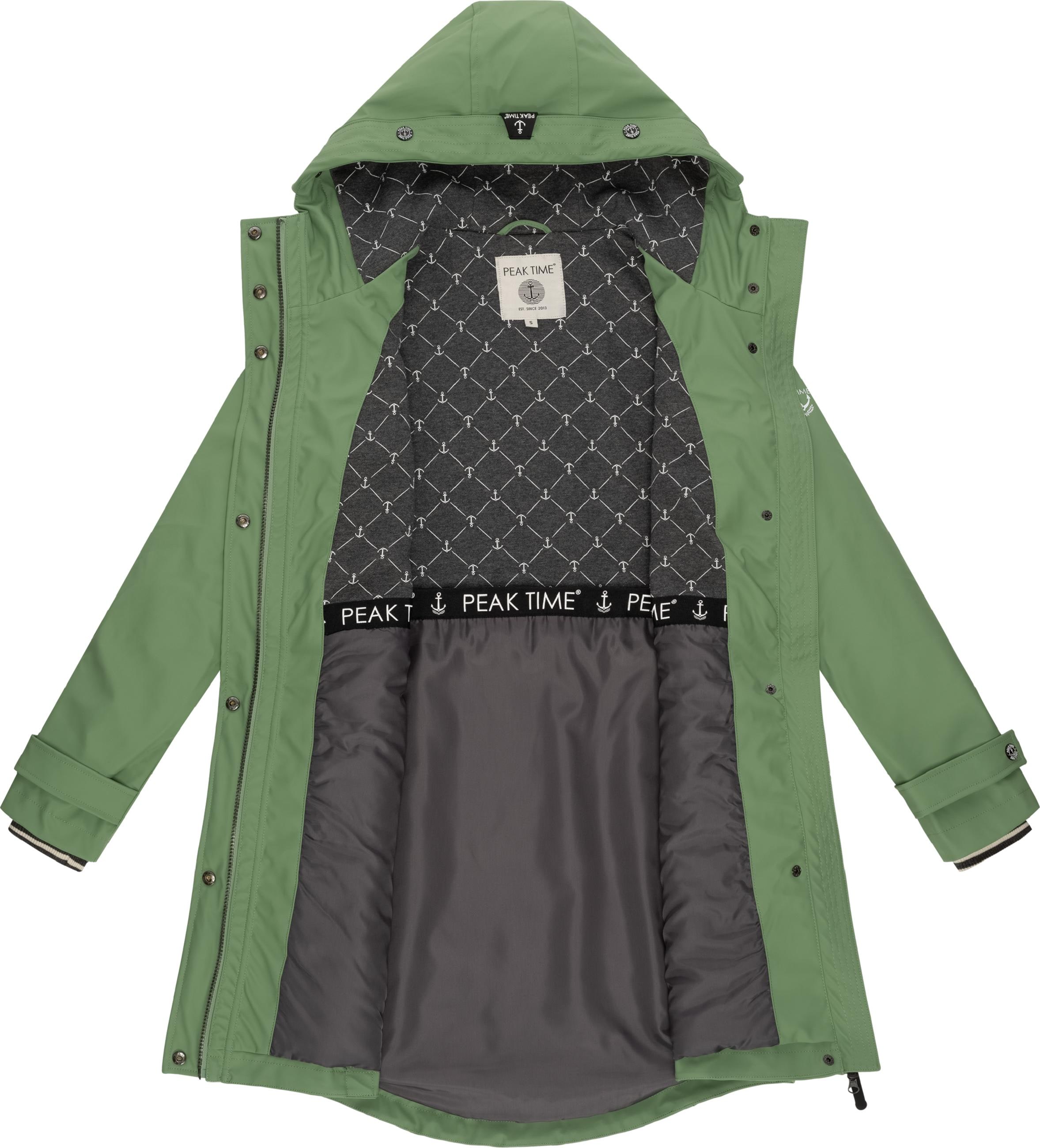 PEAK TIME Regenmantel »Regenjacke L60042«, stylisch taillierter Regenmantel für Damen