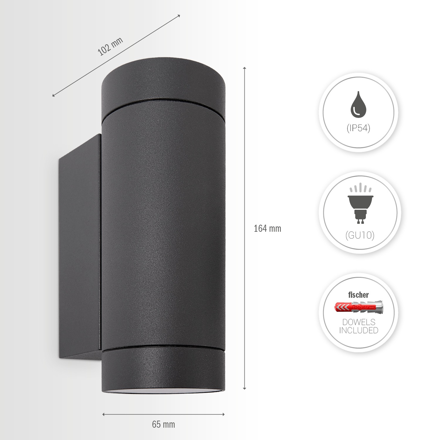 Paco Home Wandleuchte »LUDOWA« GU10 Up & Down  In & Outdoor Aussenleuchte Garten GU10 Aluminium IP54