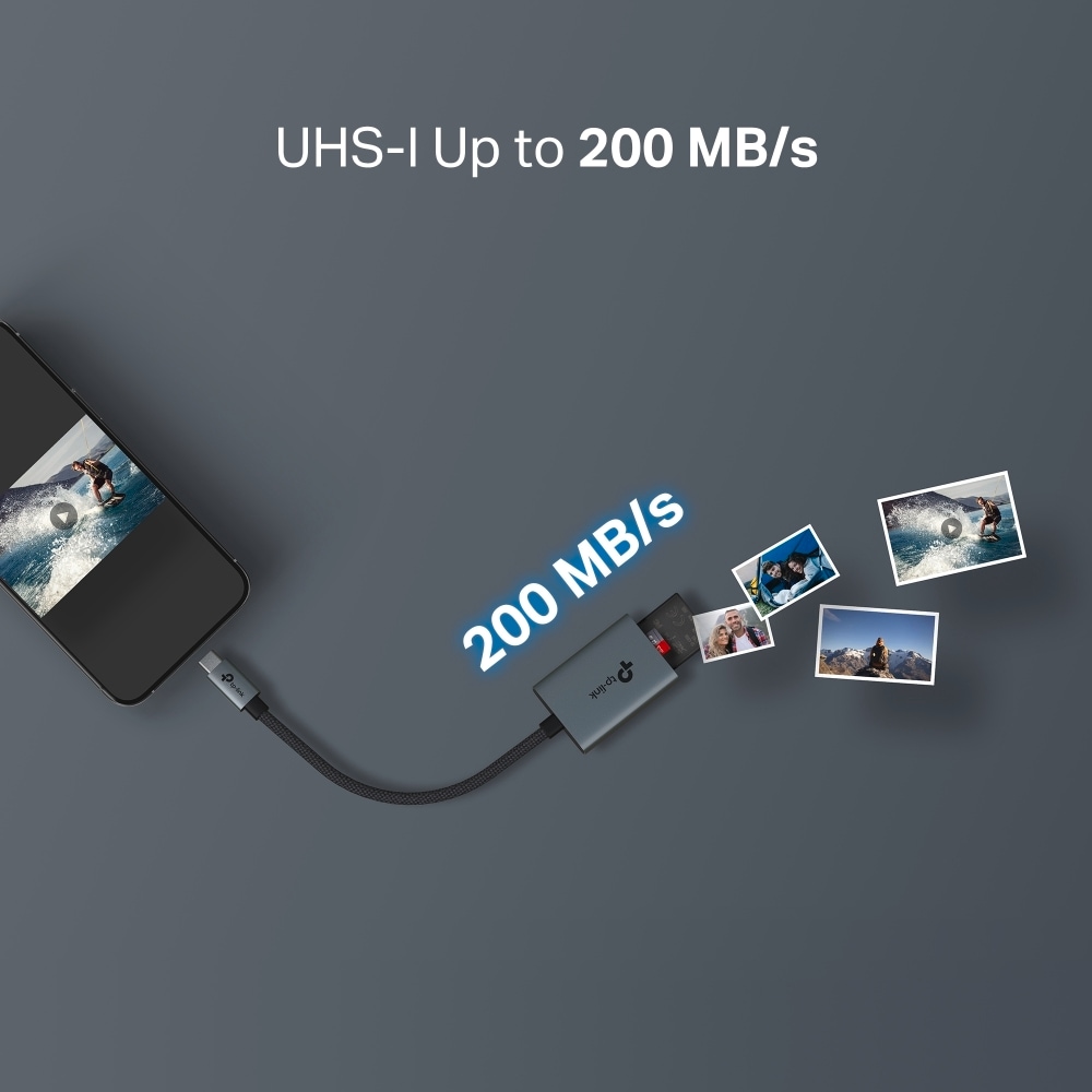 TP-Link USB-Adapter »UA430C USB3.0 Type-C zu SD & microSD 3.0«, USB-C zu MicroSD-Card, 15 cm