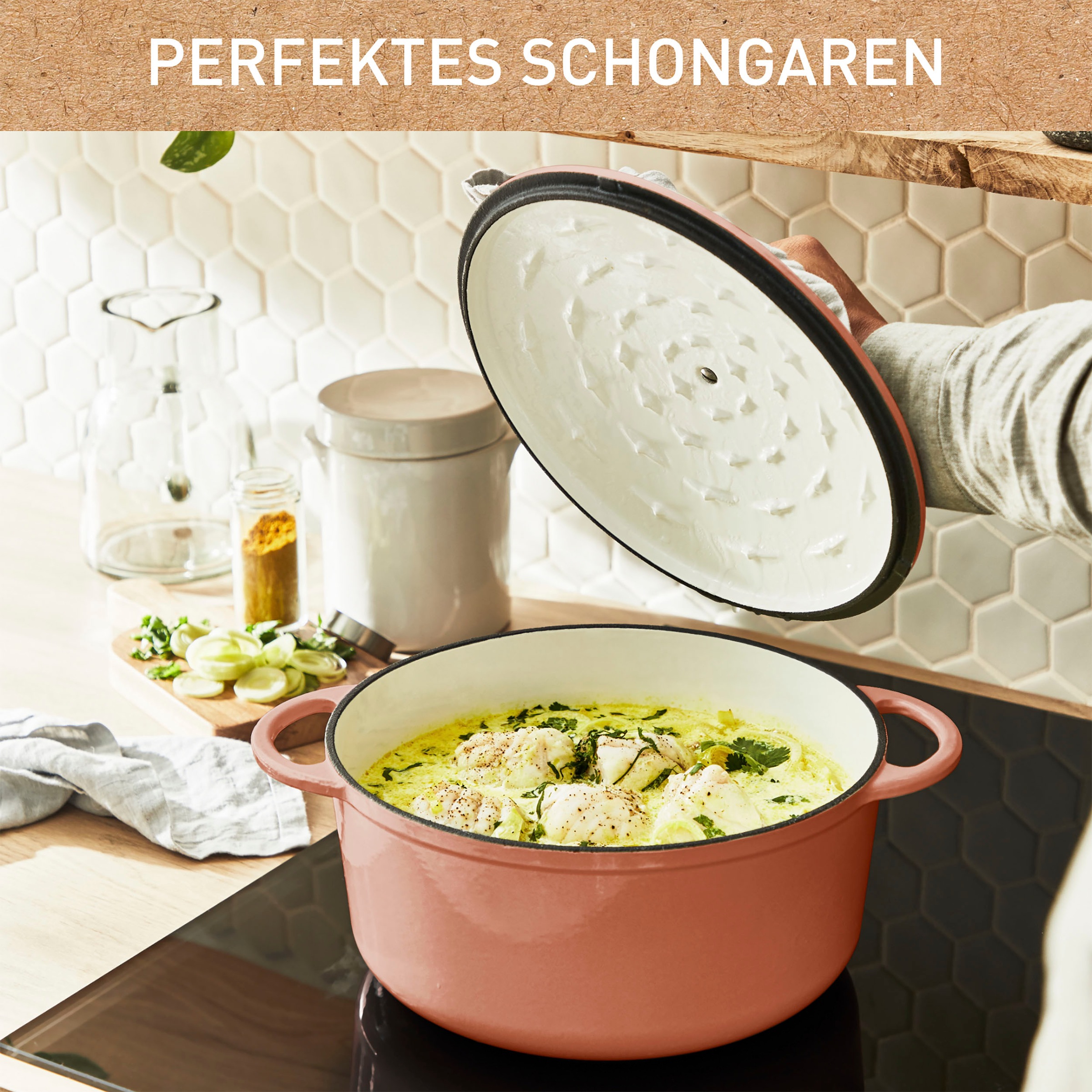 Tefal Kochtopf »LOV«, Gusseisen, (1 tlg.), umweltfreundlich, unbedenkliche Pigmente,Schongaren, Ø25 cm, Induktion