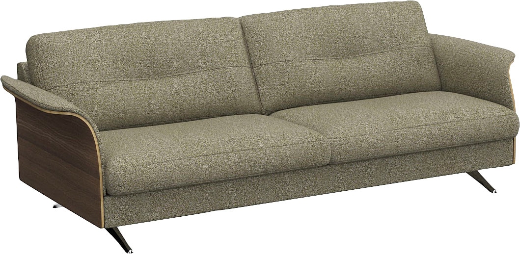 FLEXLUX 3-Sitzer »Glow Designsofa, bequem und komfortabel durch hochwertigen Sitzaufbau« Skandinavisches Design, hochwertige Verarbeitung, Armlehne walnuss