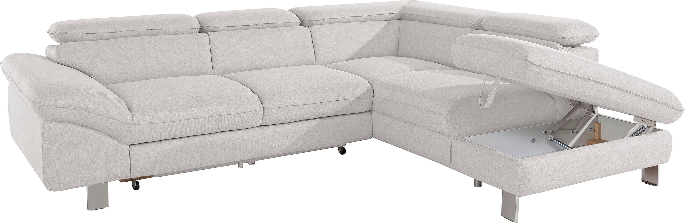 COTTA Polstergarnitur »Driver L-Form«, (Set, 2 tlg.), Set bestehend aus: Ecksofa mit Kopfteilverstellung & Hocker