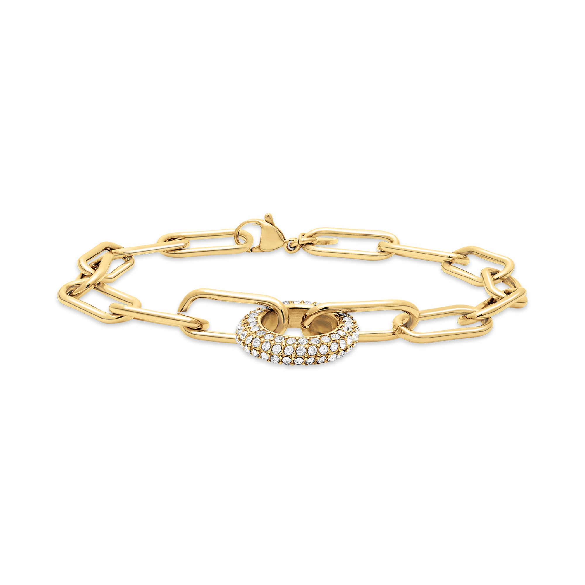 Tamaris Gliederarmband »Schmuck Geschenk Edelstahl Armkette The Glitter Donut« mit Glasstein