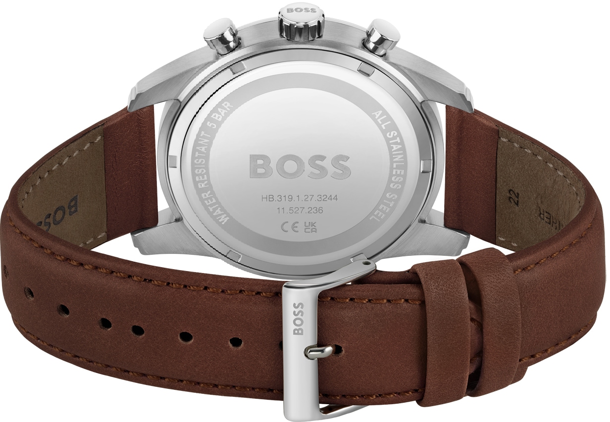 BOSS Chronograph »SKYMASTER«, Quarzuhr, Herrenuhr, Armbanduhr, Stoppfunktion, Lederarmband