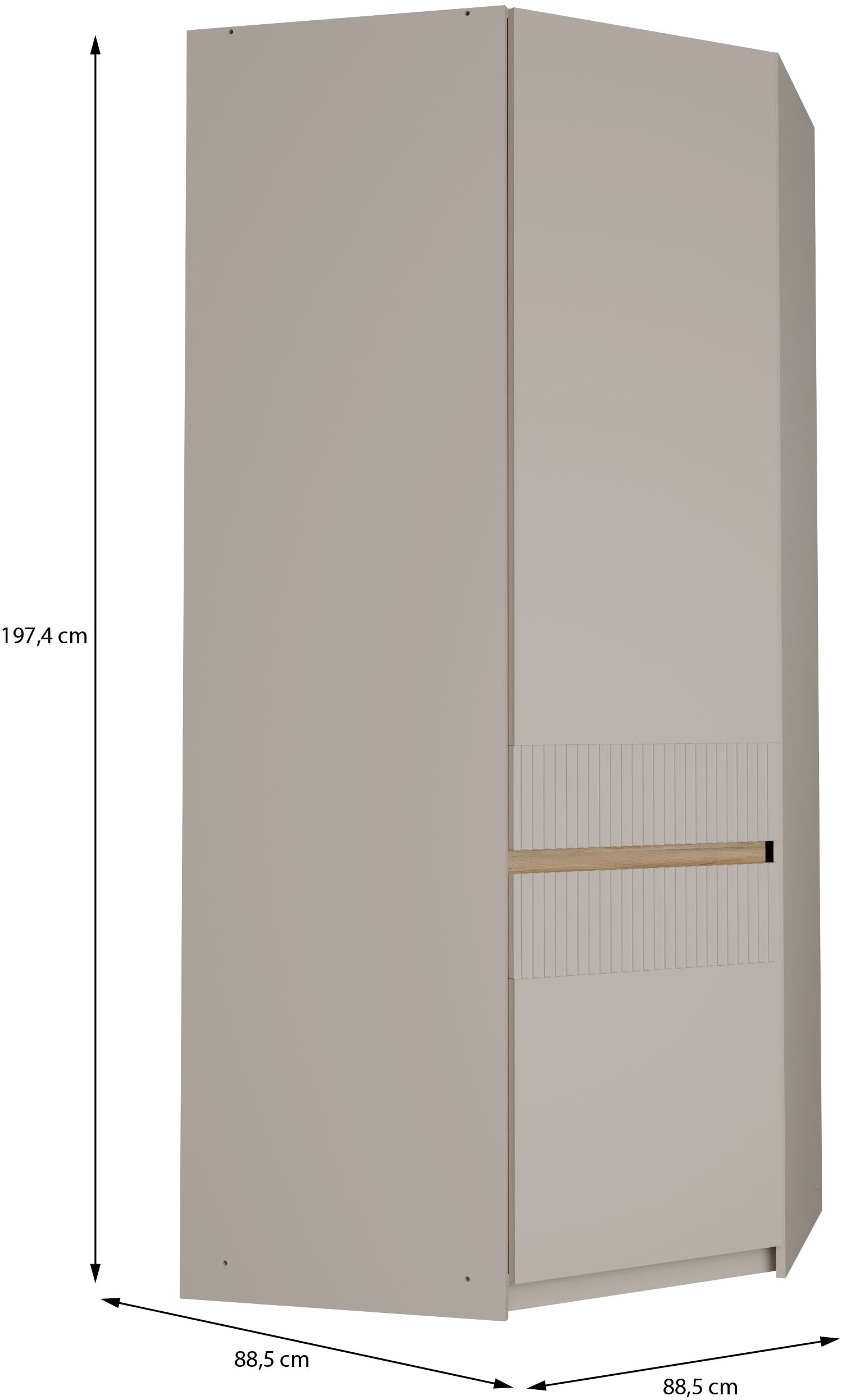 FORTE Eckkleiderschrank »Oak Squere« B/H/T 88,5/197,4/88,5 cm Eckschrank, Softclose, inklusive Beleuchtung